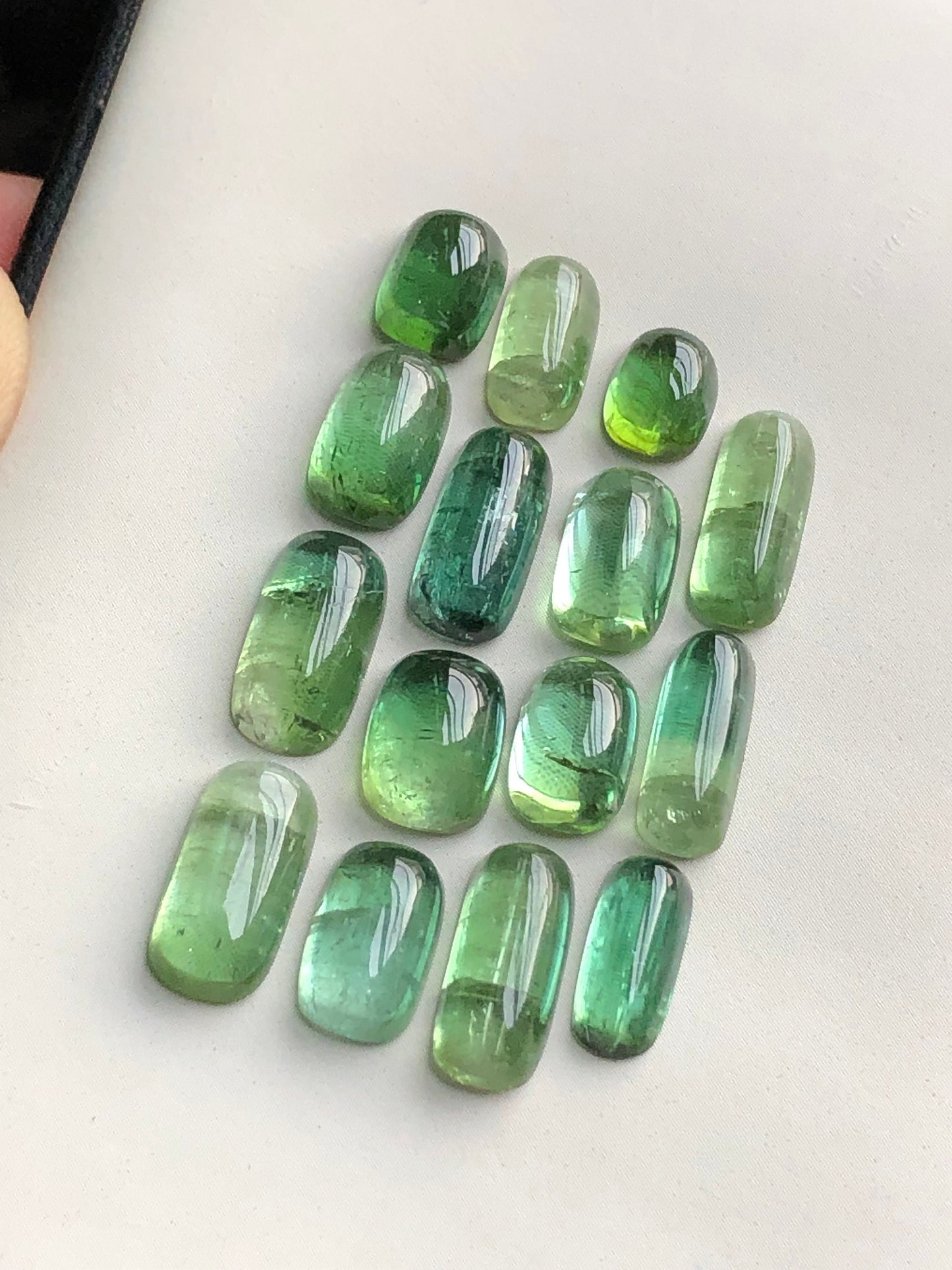 Natural bluish green tourmaline cabochons lot 31.40 carats