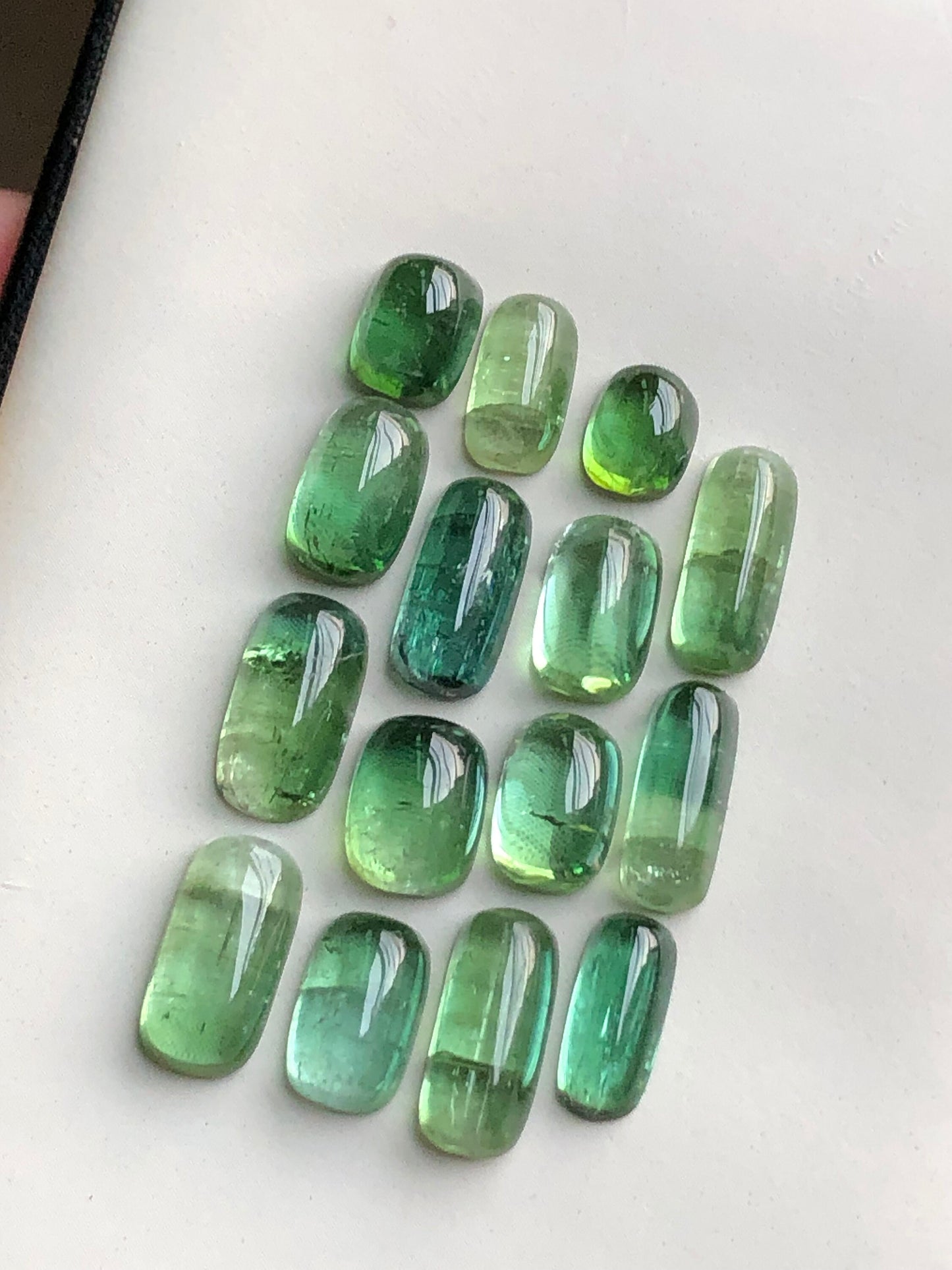 Natural bluish green tourmaline cabochons lot 31.40 carats