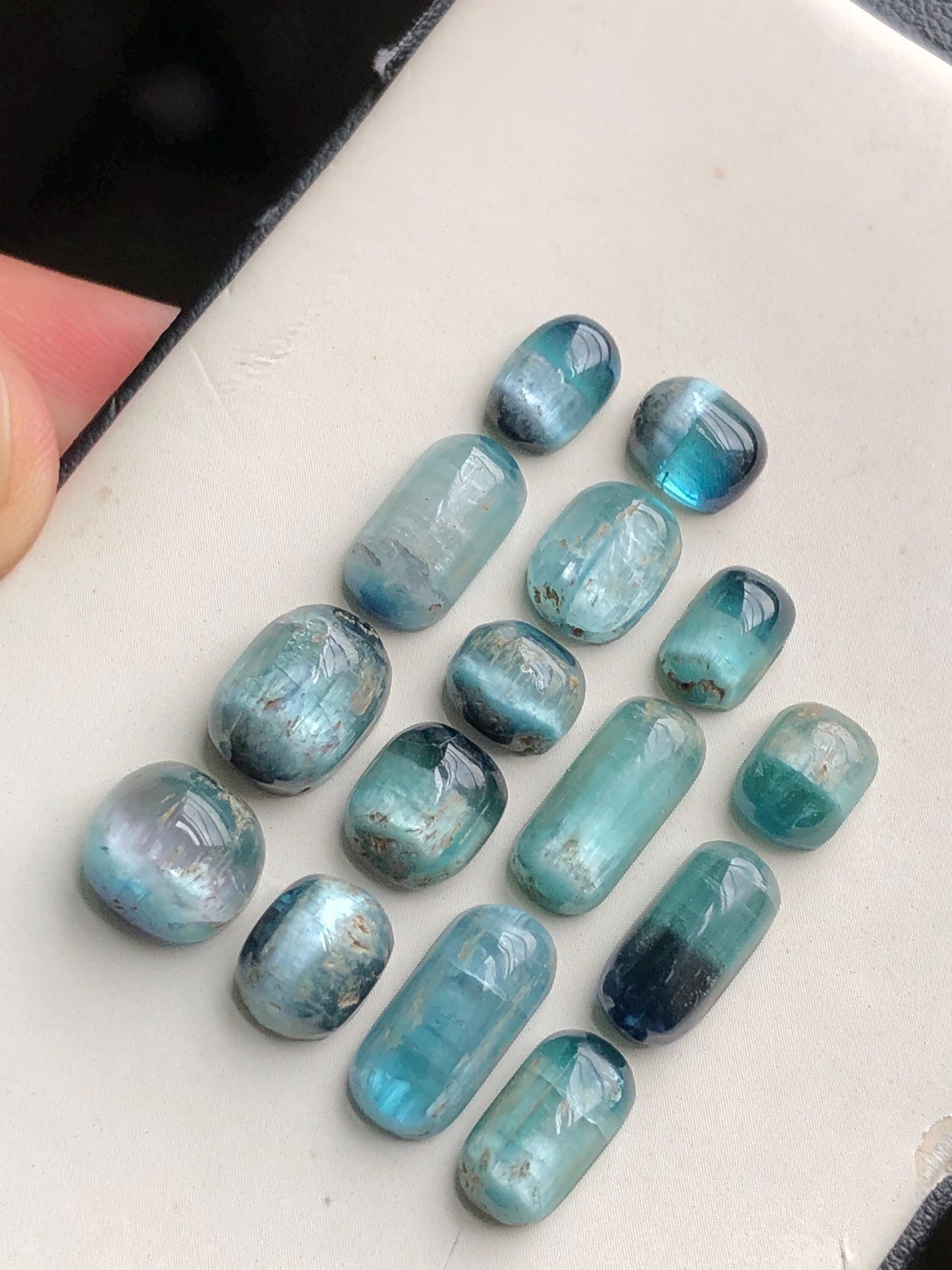 46 Cats eye tourmaline cabochons lot