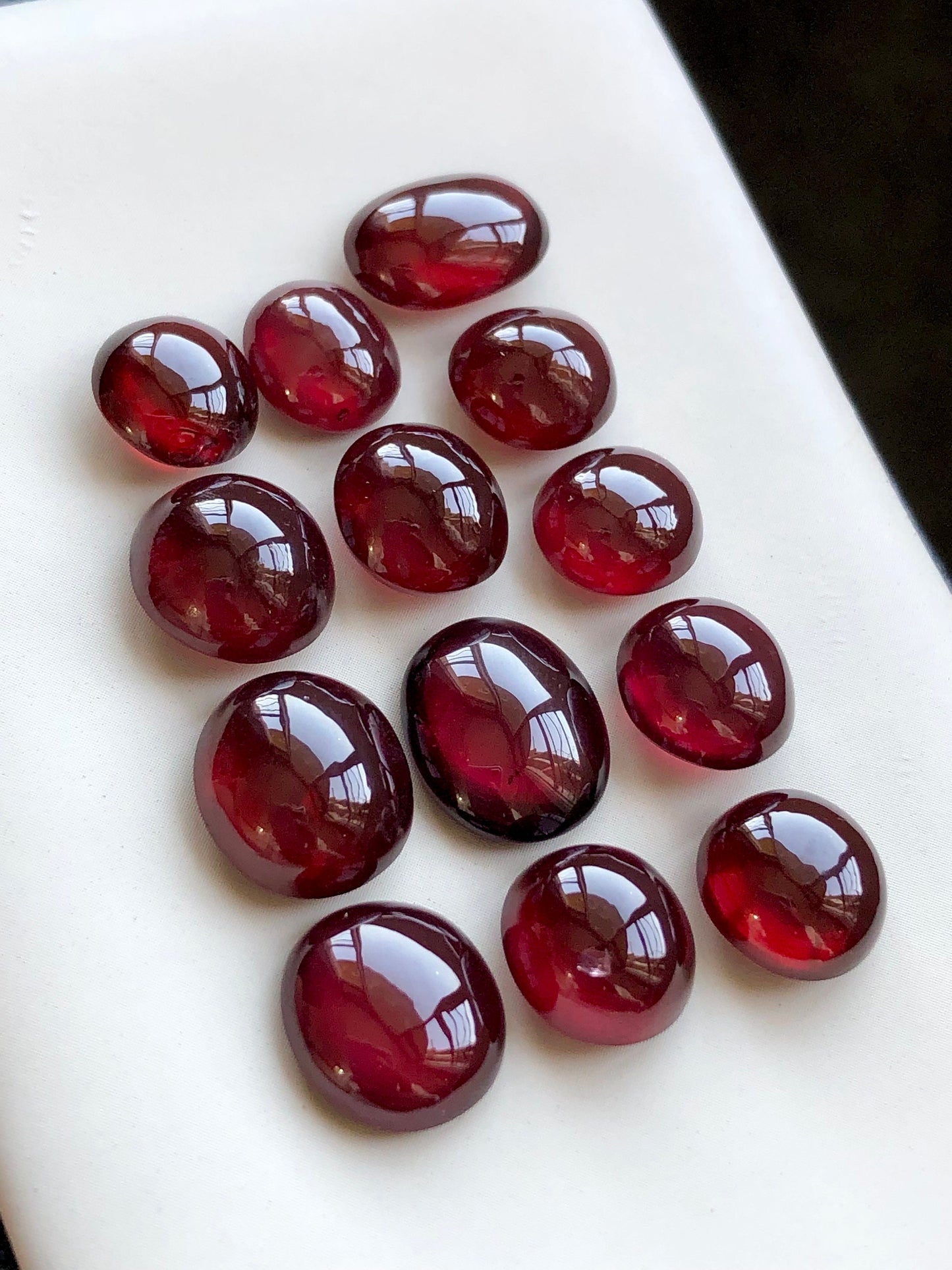 76.55 carats natural rhodolite garnet cabochons available