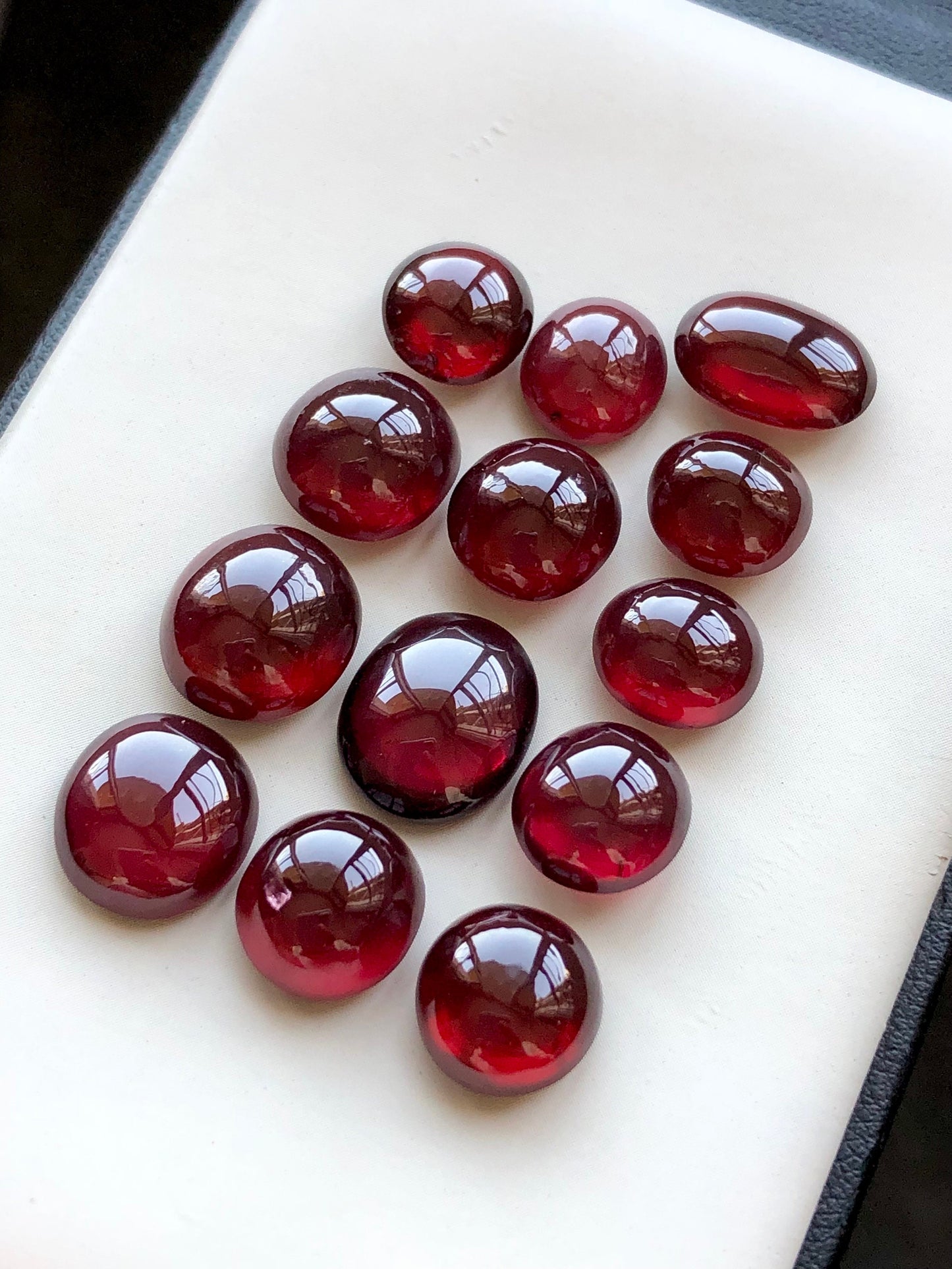 76.55 carats natural rhodolite garnet cabochons available