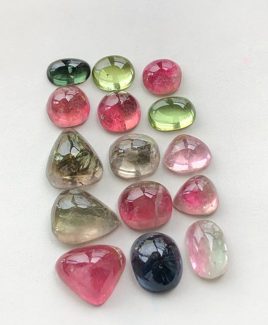 29.30  carats mix colours afghani tourmaline cabochons lot available 7 to 10.5 mm length