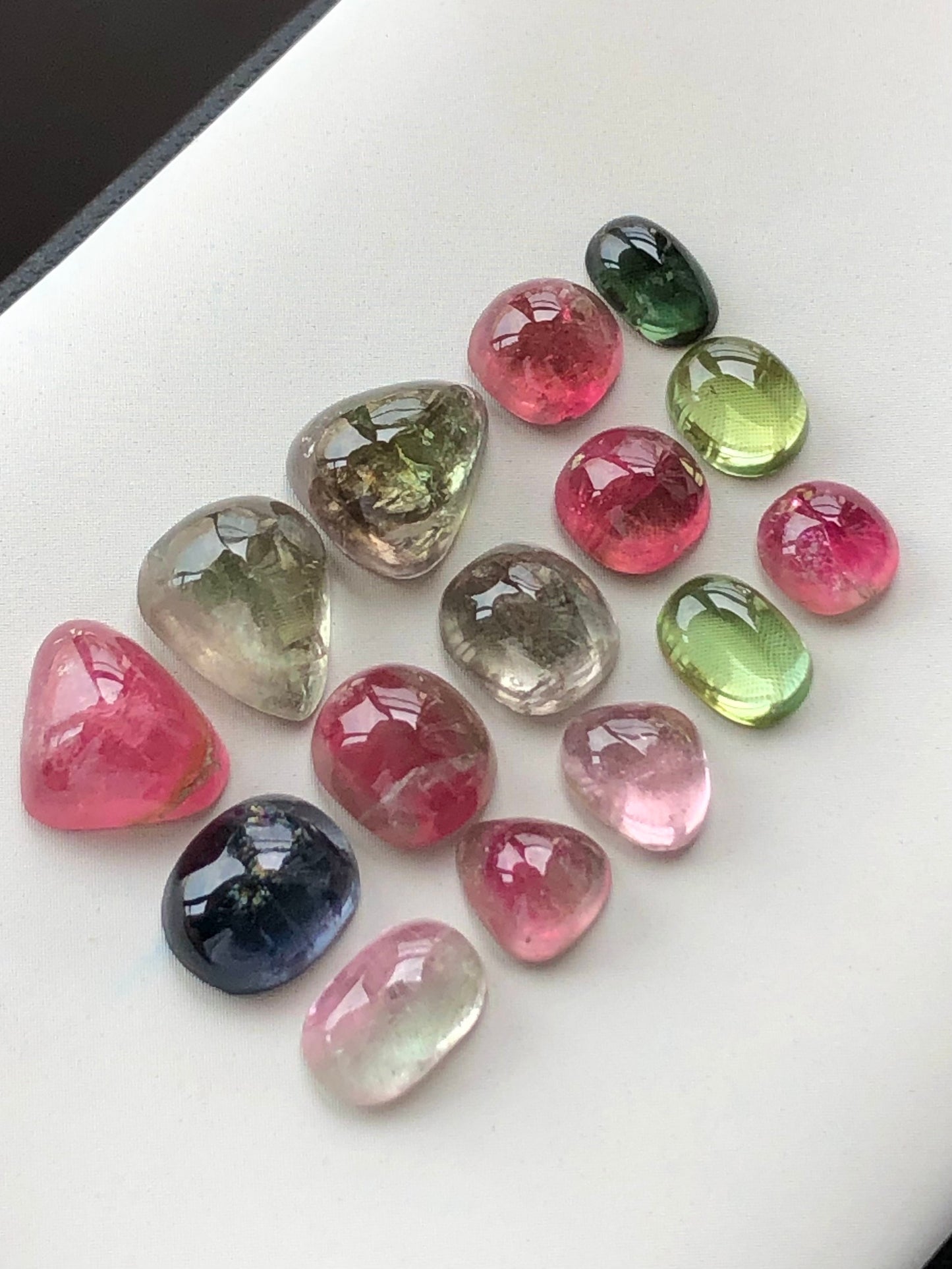 29.30  carats mix colours afghani tourmaline cabochons lot available 7 to 10.5 mm length