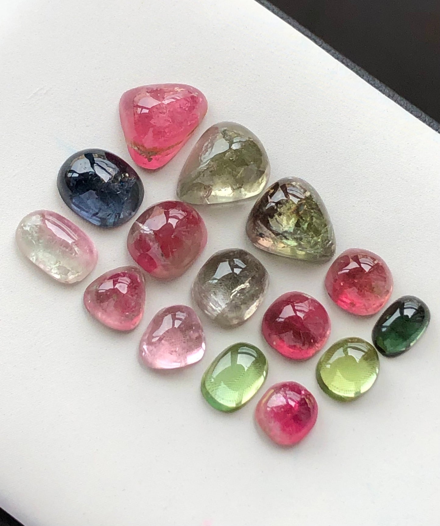 29.30  carats mix colours afghani tourmaline cabochons lot available 7 to 10.5 mm length