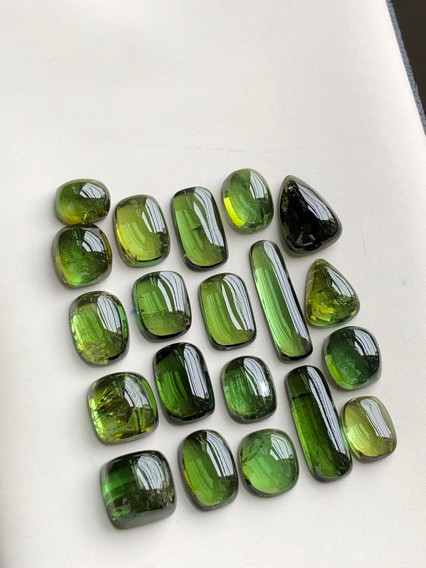 Gorgeous olive green tourmaline cabochons 31.20 carats