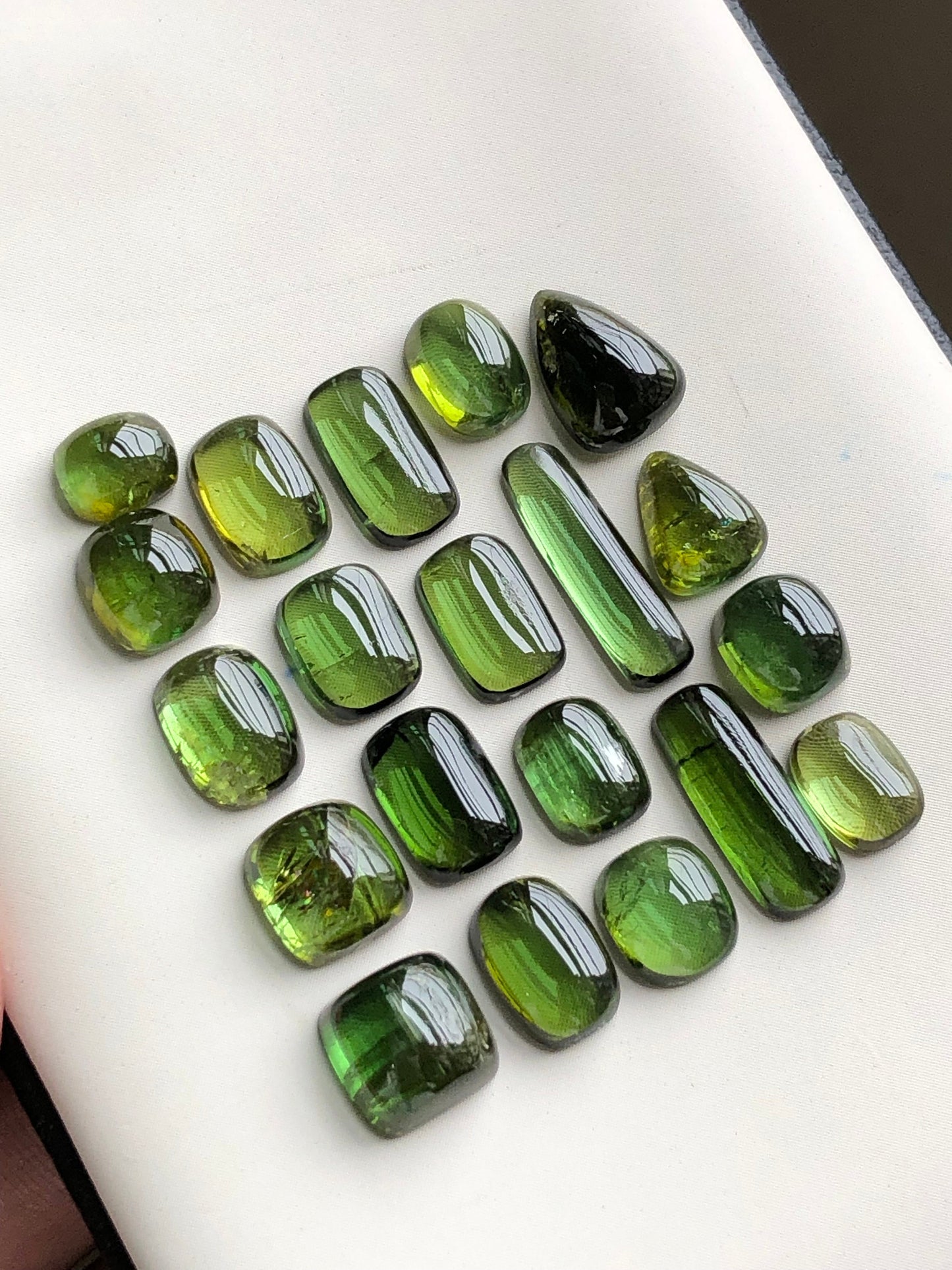 Gorgeous olive green tourmaline cabochons 31.20 carats