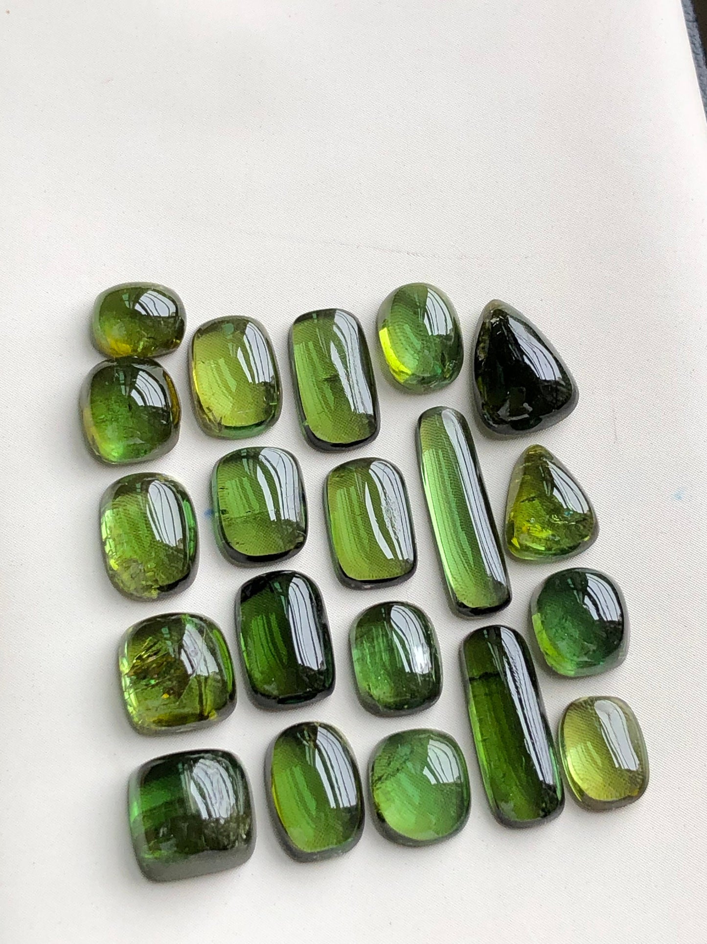 Gorgeous olive green tourmaline cabochons 31.20 carats