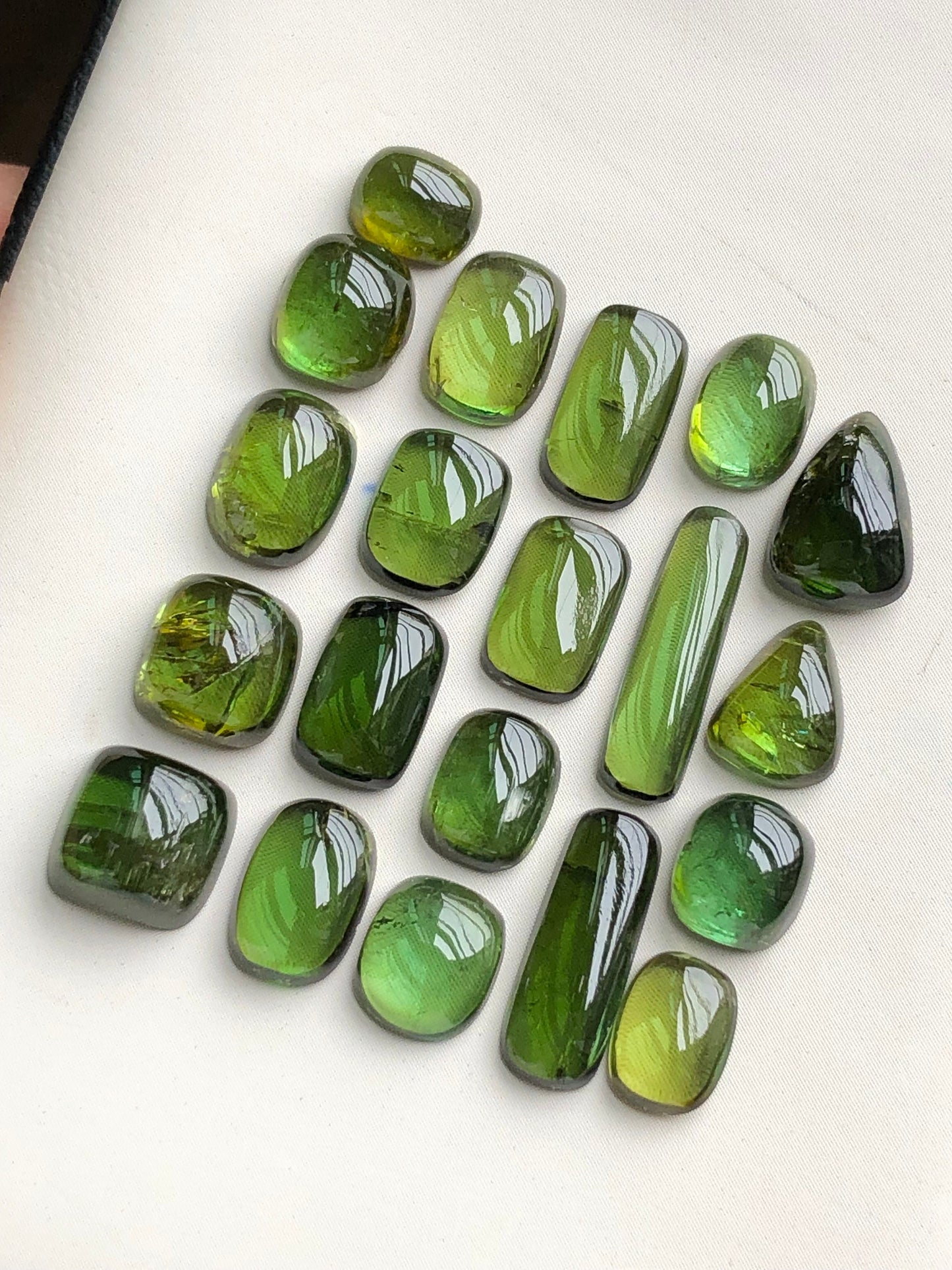 Gorgeous olive green tourmaline cabochons 31.20 carats