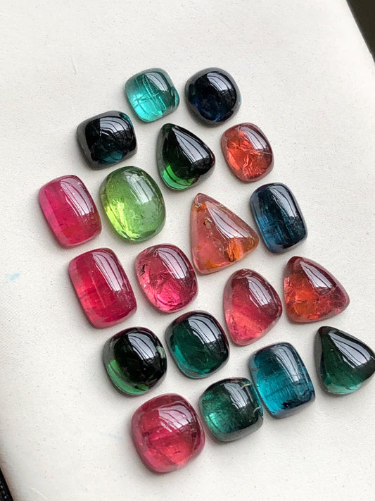 Multi colours tourmaline cabochons lot 30.70 carats