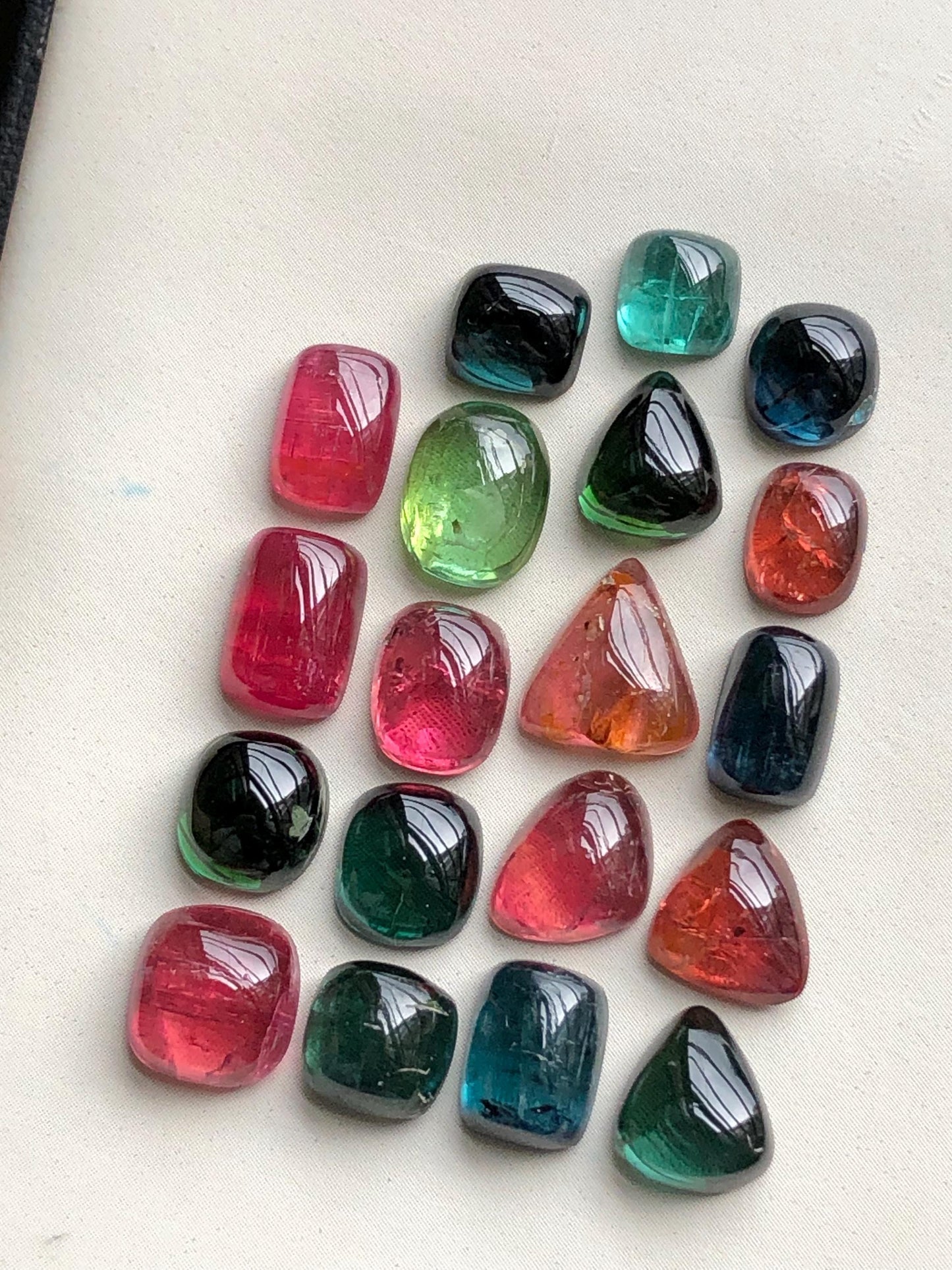 Multi colours tourmaline cabochons lot 30.70 carats