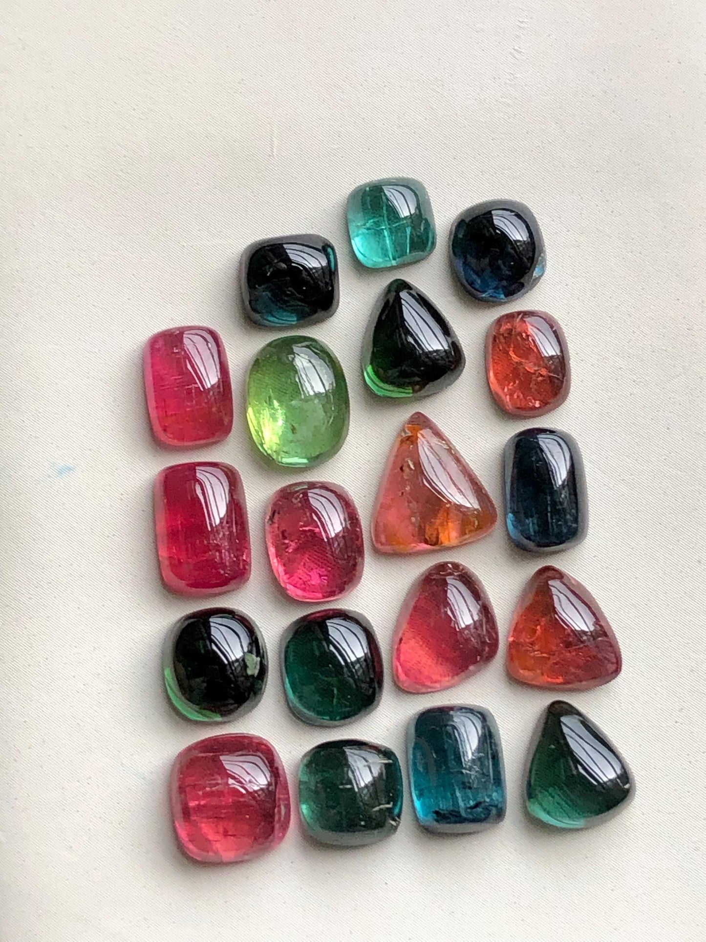 Multi colours tourmaline cabochons lot 30.70 carats