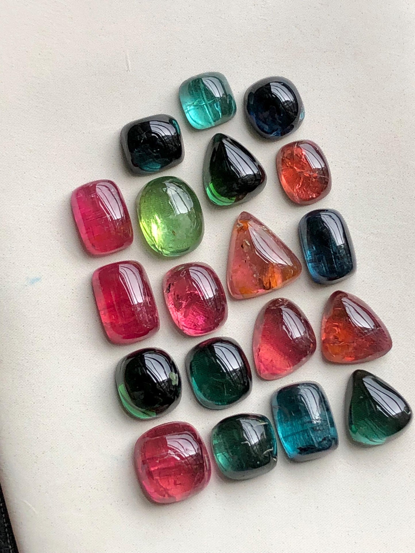 Multi colours tourmaline cabochons lot 30.70 carats