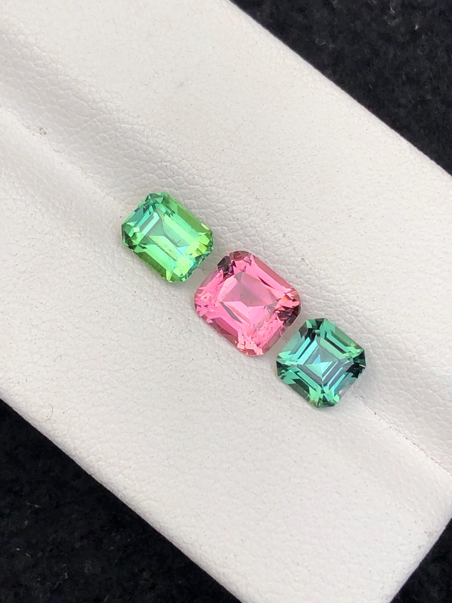 3.15 cts bright green & pink tourmaline faceted natural