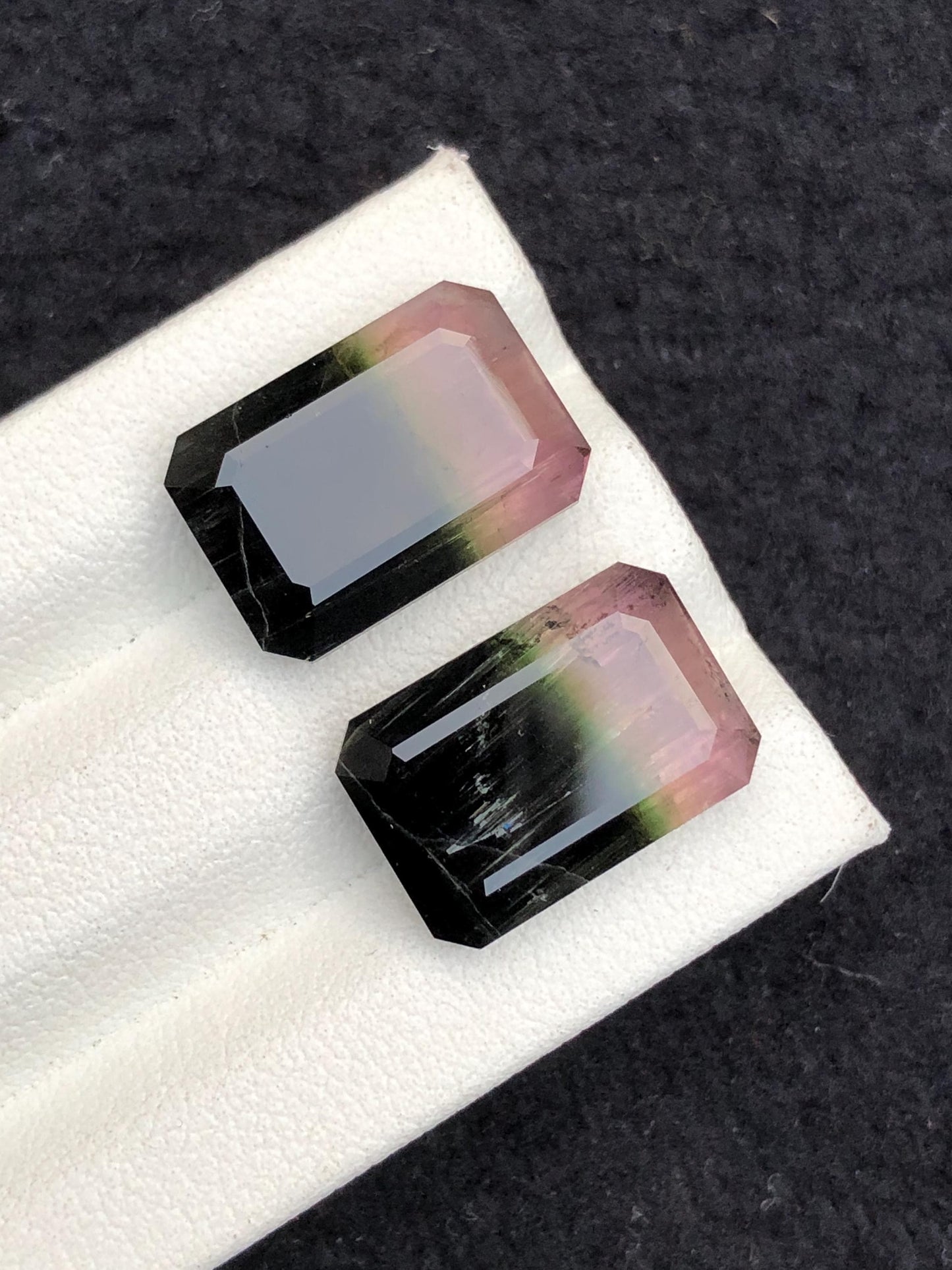 18.40 CTs bi colour tourmaline pair natural faceted