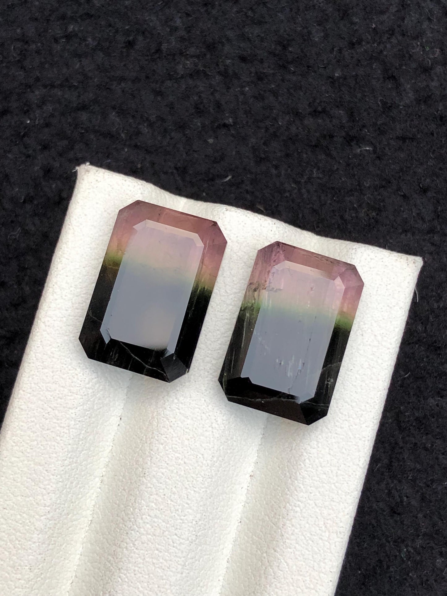 18.40 CTs bi colour tourmaline pair natural faceted