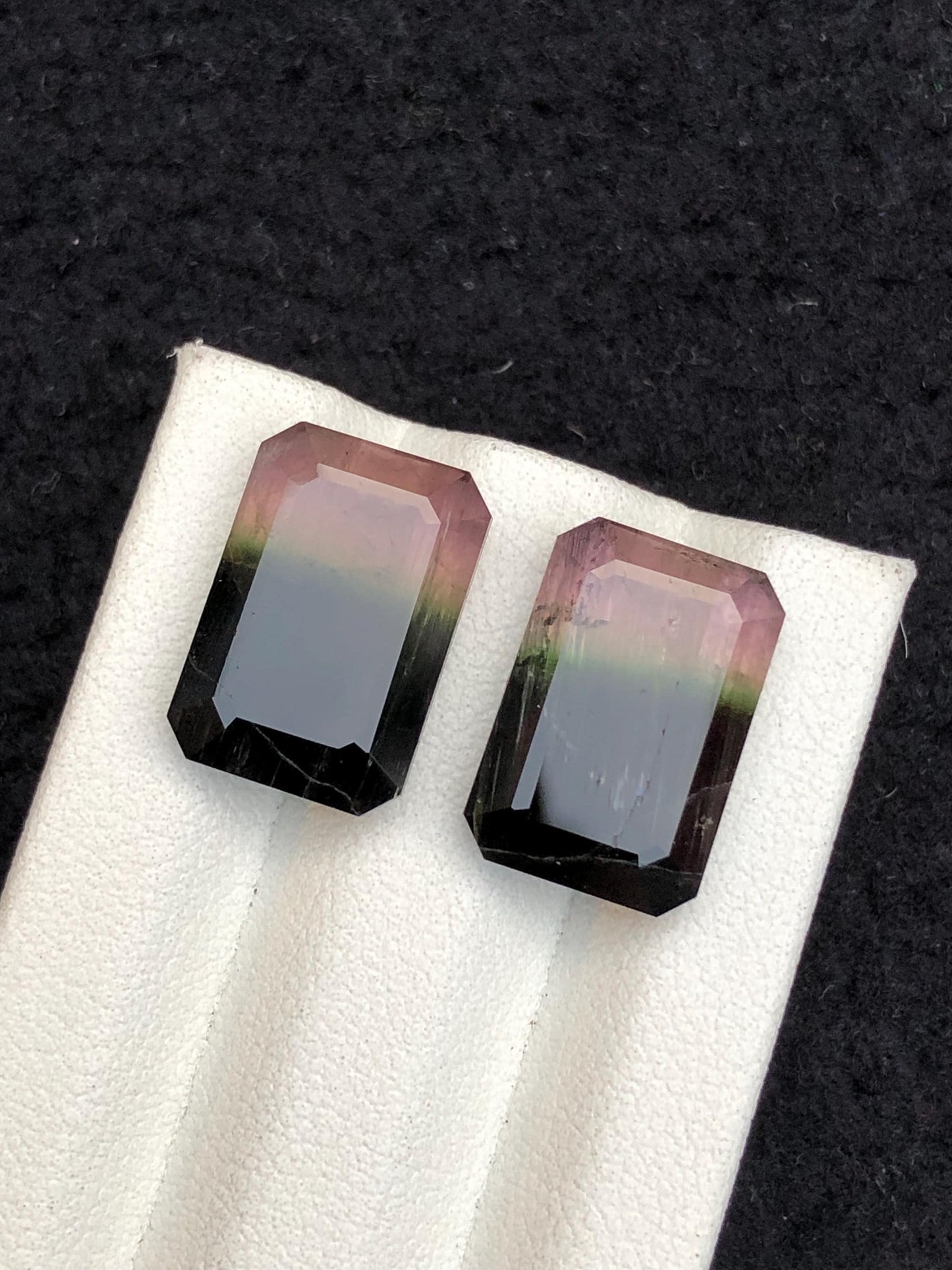 18.40 CTs bi colour tourmaline pair natural faceted