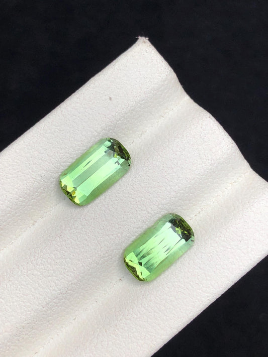 3.65 CTs green tourmaline pair faceted natural