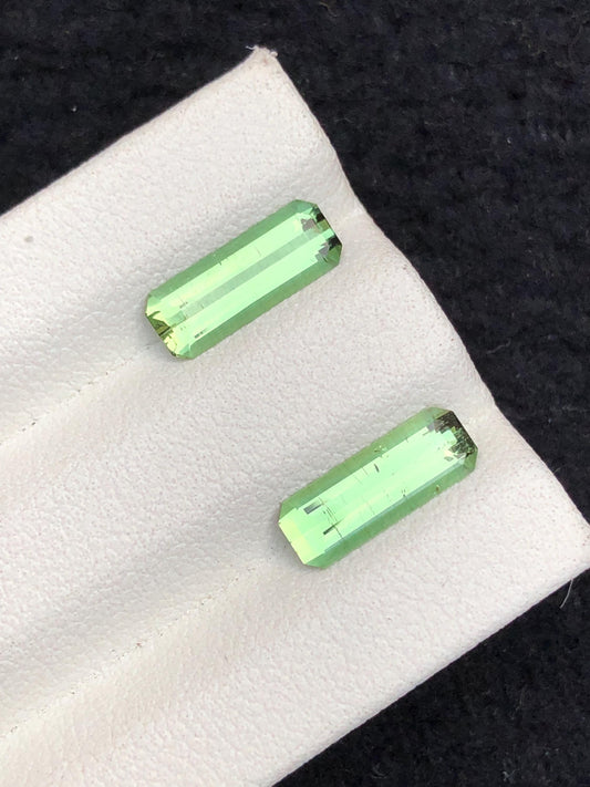 2.20 CTs green tourmaline pair natural faceted