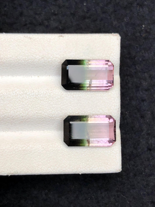 6.75 CTs bi colour tourmaline pair natural faceted