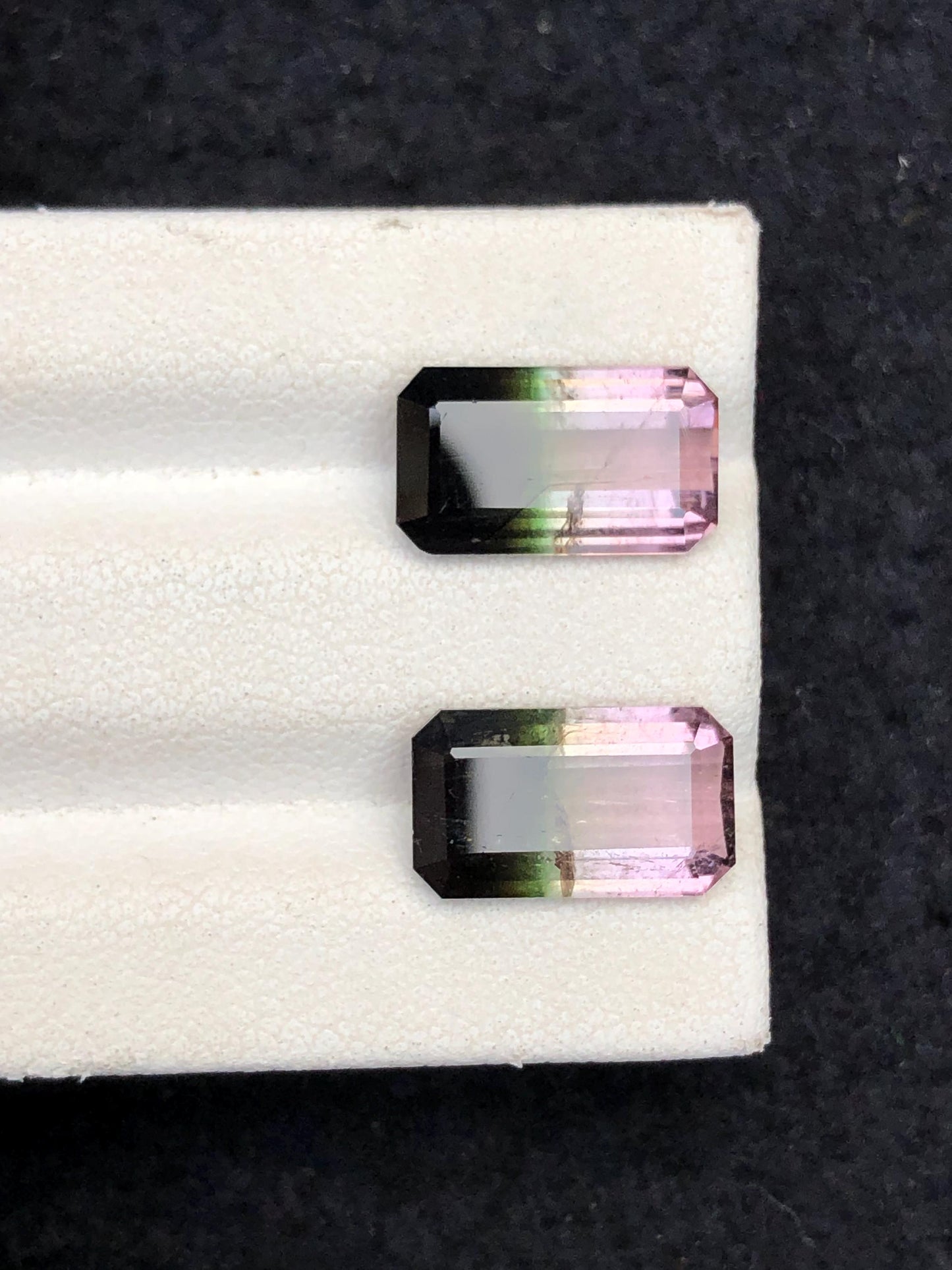 6.75 CTs bi colour tourmaline pair natural faceted