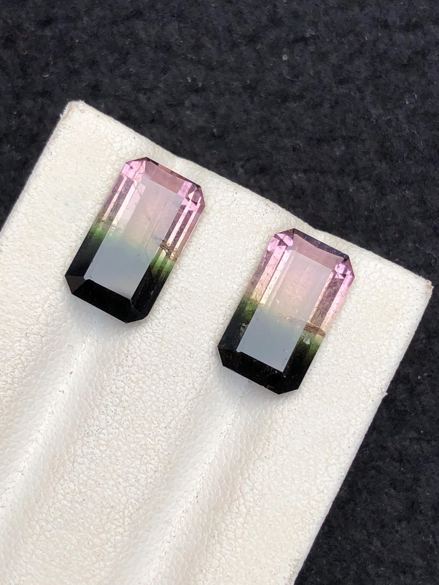 6.75 CTs bi colour tourmaline pair natural faceted