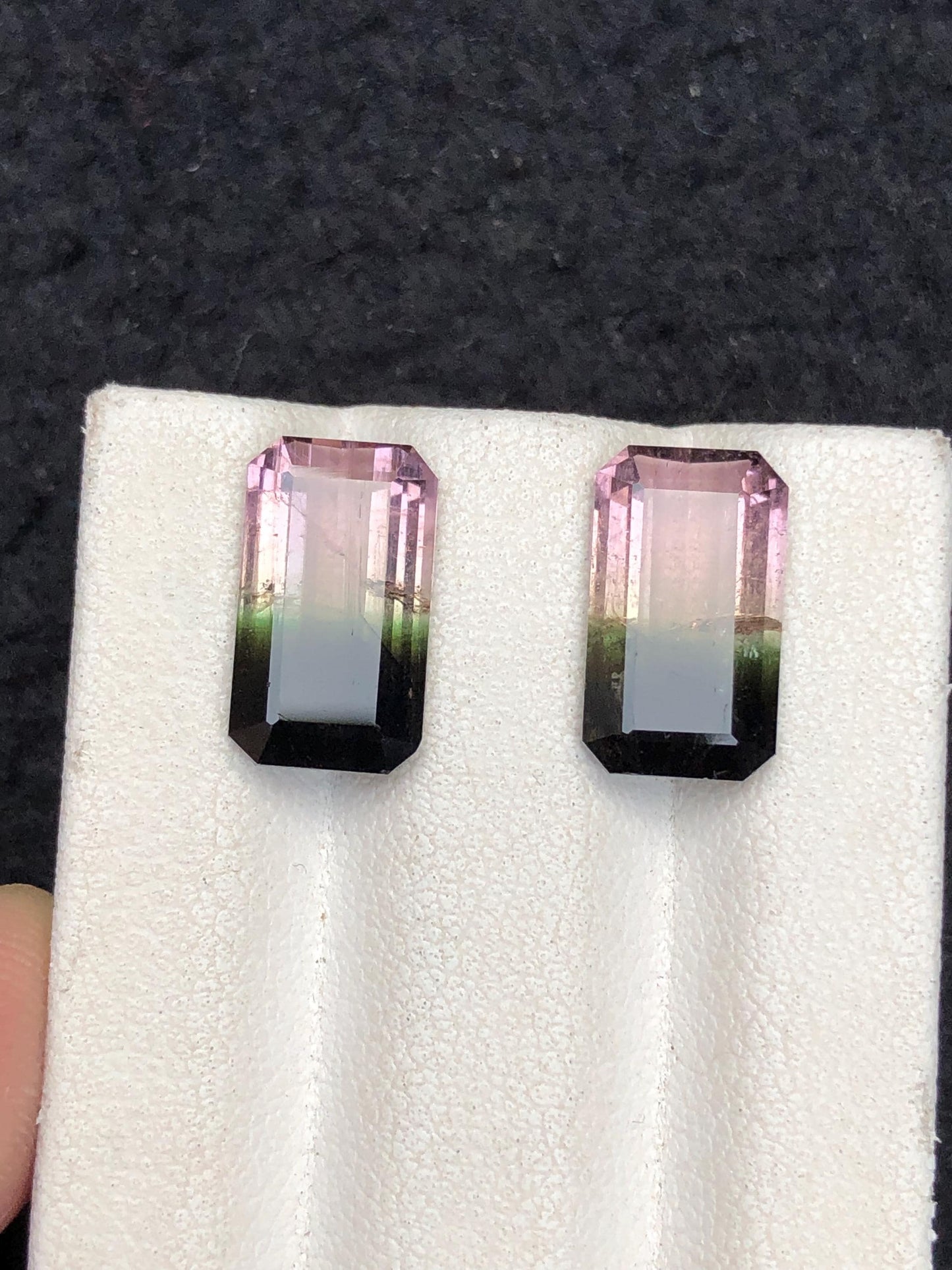 6.75 CTs bi colour tourmaline pair natural faceted