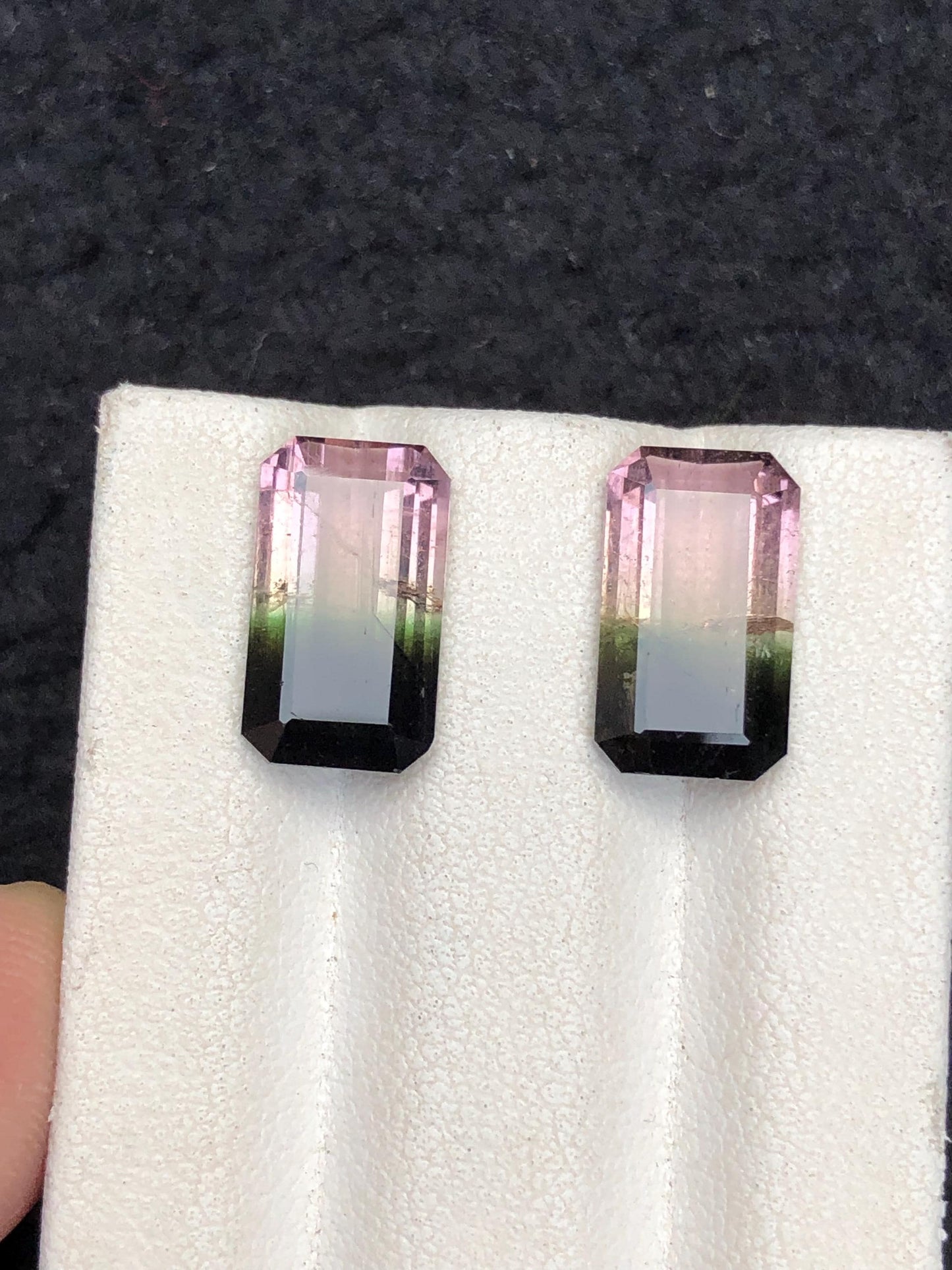 6.75 CTs bi colour tourmaline pair natural faceted