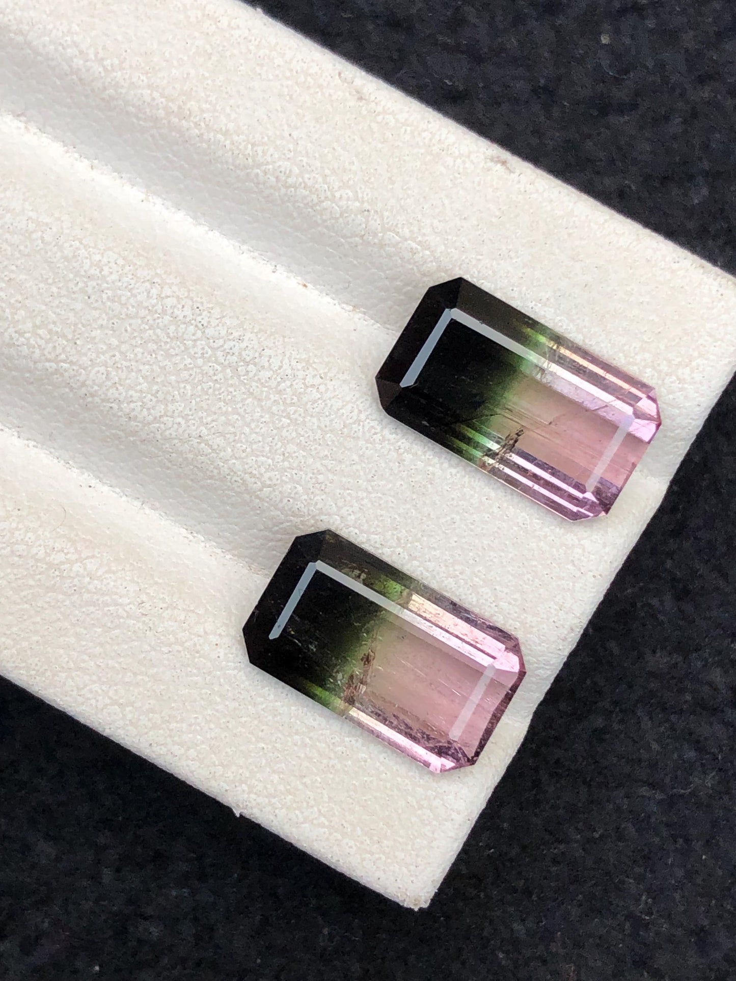 6.75 CTs bi colour tourmaline pair natural faceted