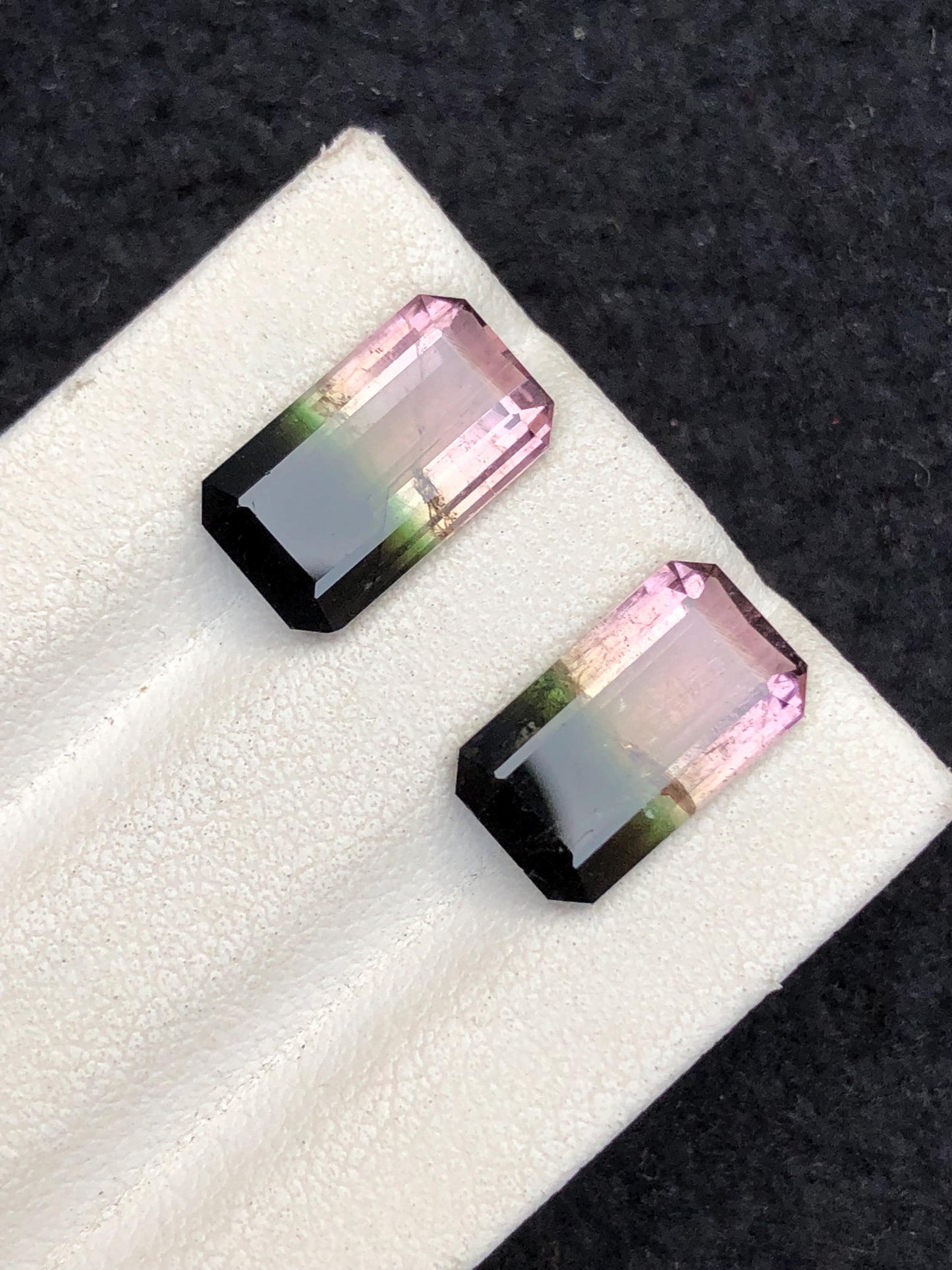 6.75 CTs bi colour tourmaline pair natural faceted