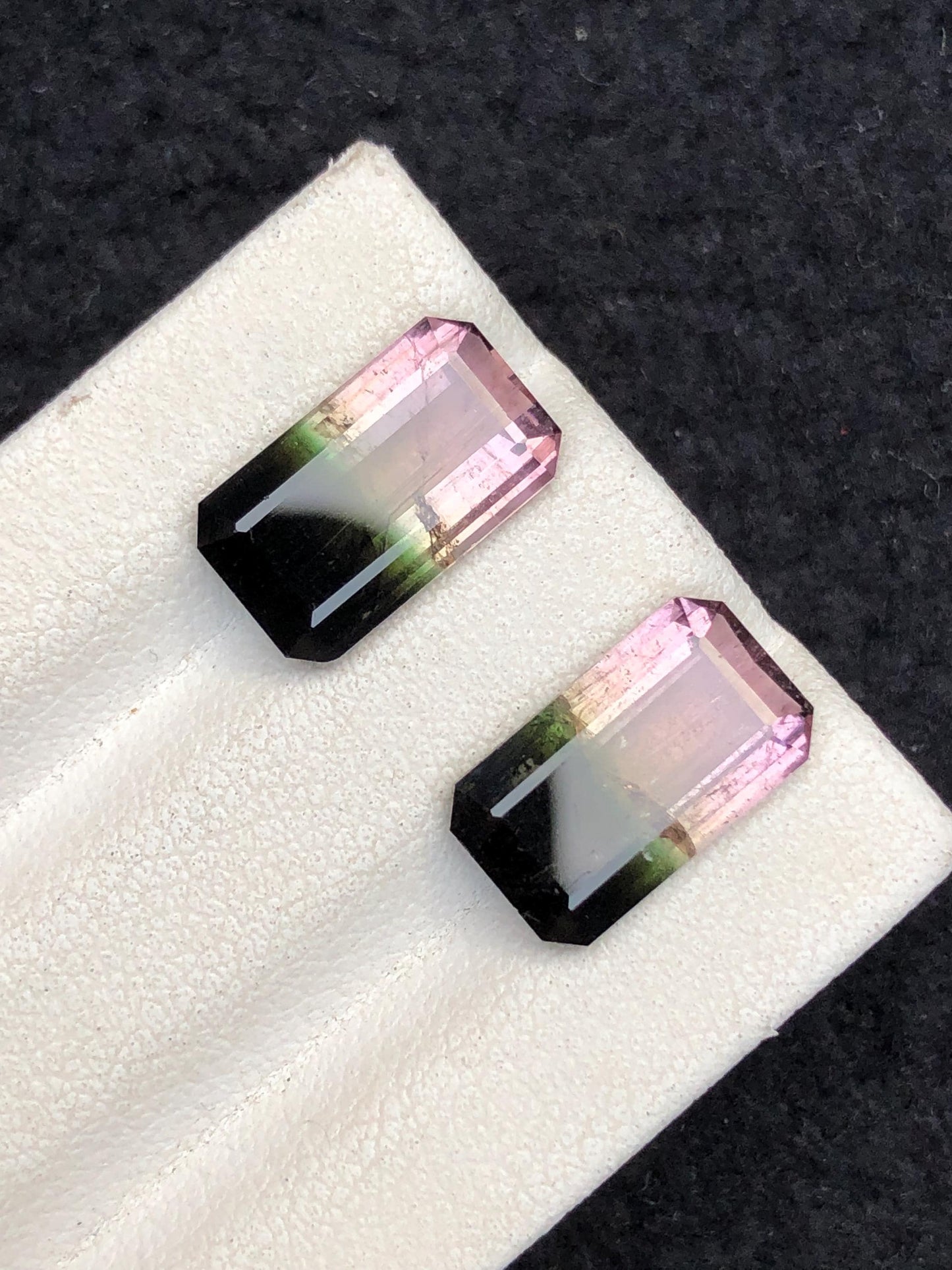 6.75 CTs bi colour tourmaline pair natural faceted