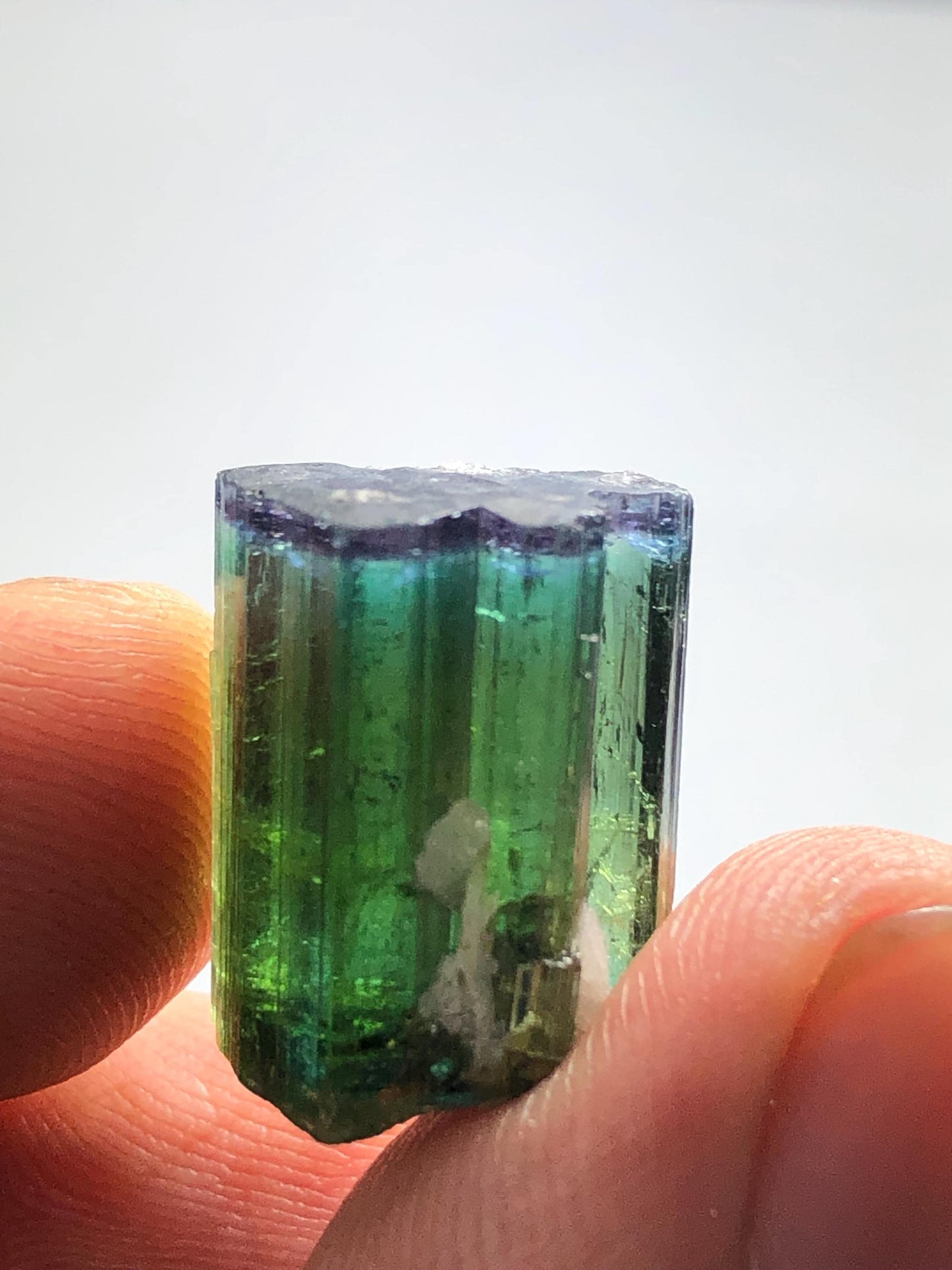 18.30 CTs unique bi colour tourmaline crystal