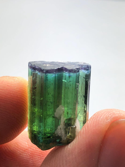 18.30 CTs unique bi colour tourmaline crystal