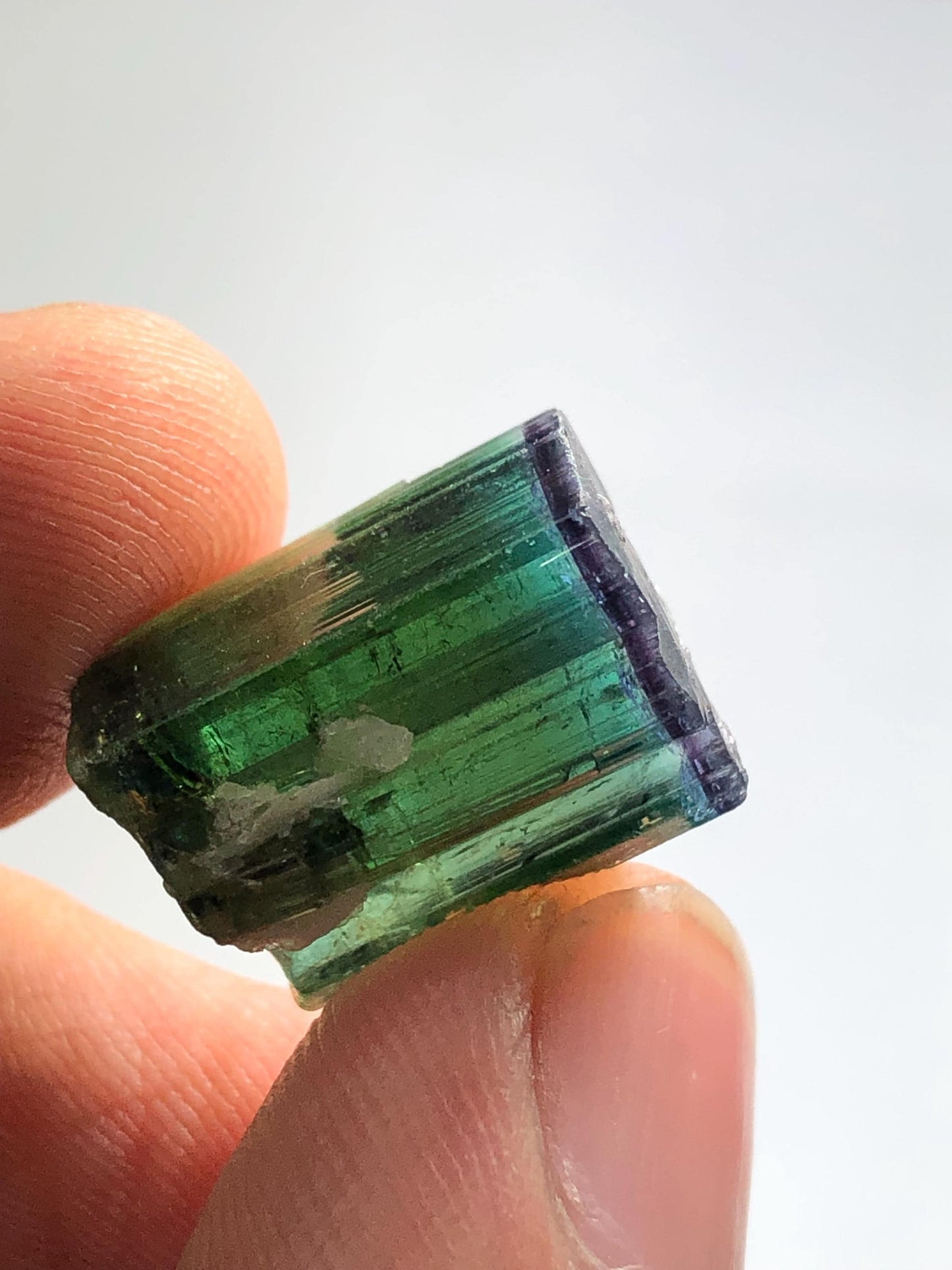 18.30 CTs unique bi colour tourmaline crystal