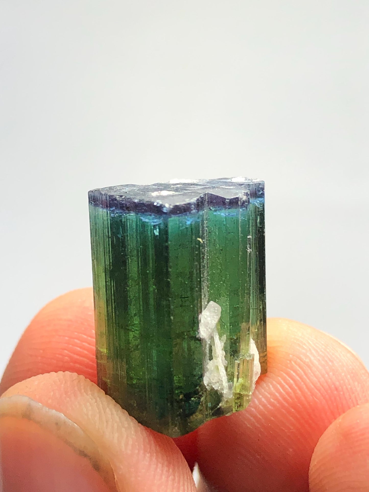 18.30 CTs unique bi colour tourmaline crystal