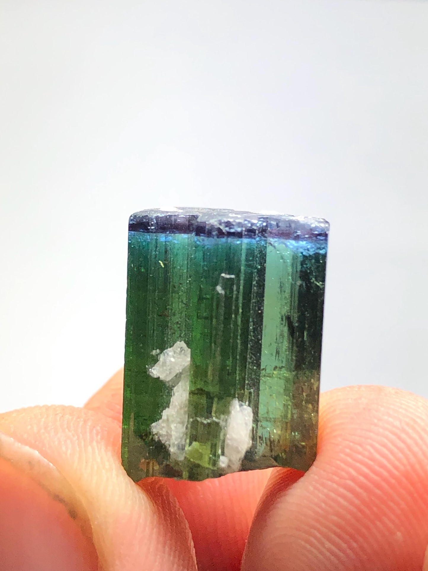 18.30 CTs unique bi colour tourmaline crystal