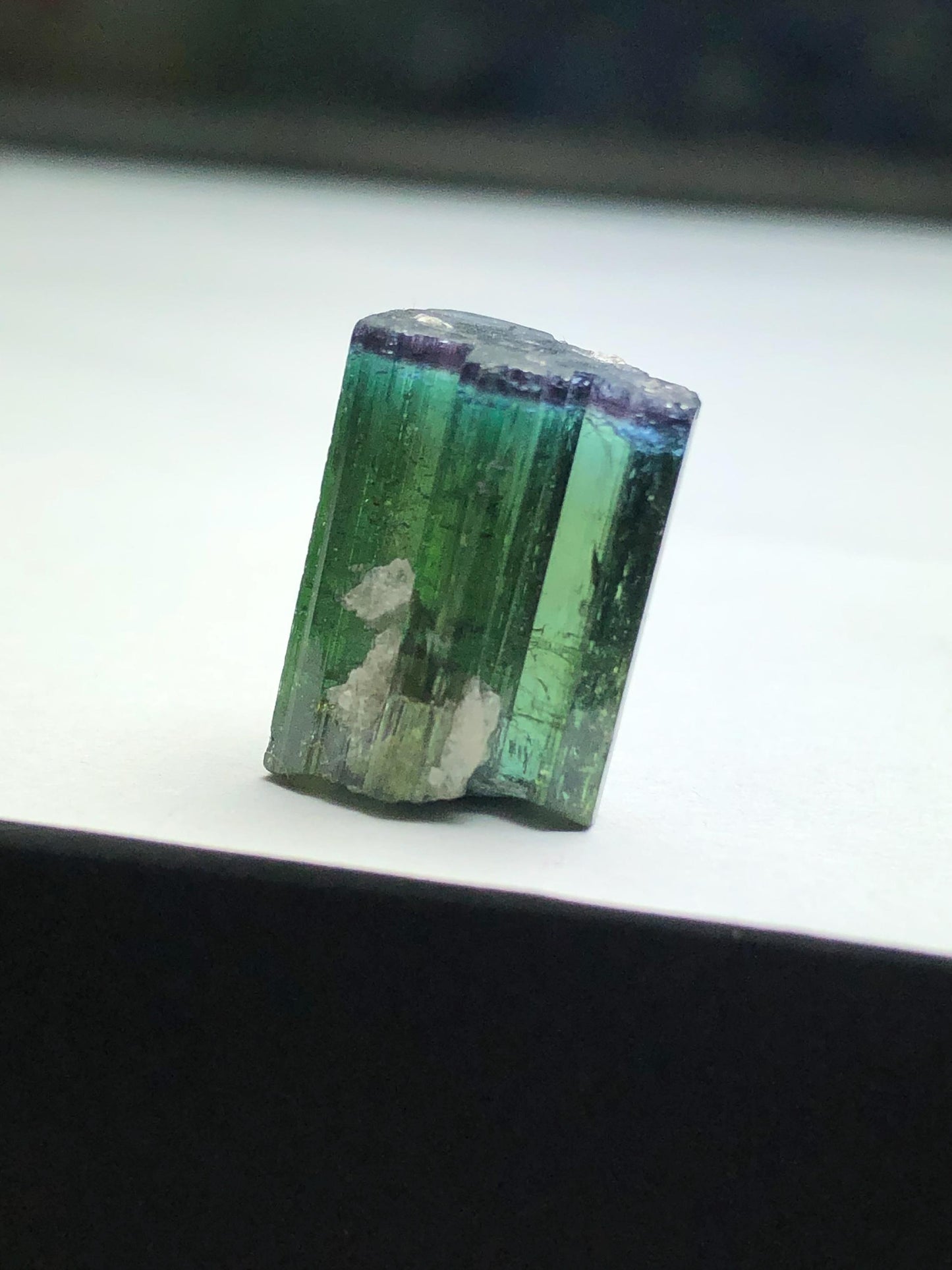 18.30 CTs unique bi colour tourmaline crystal