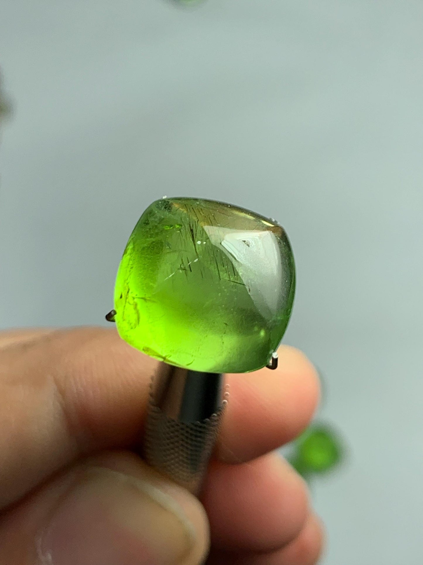 14.60 CTs peridot cabochon sugar loaf shape natural flat back