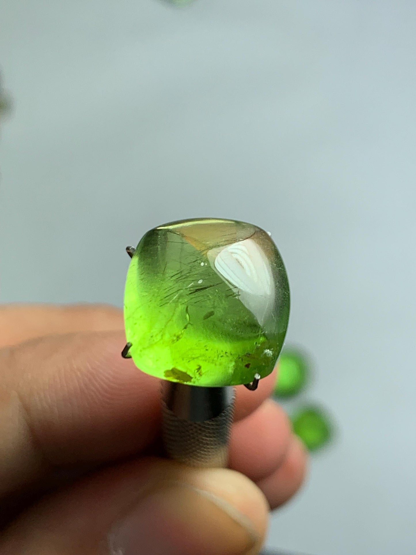 14.60 CTs peridot cabochon sugar loaf shape natural flat back