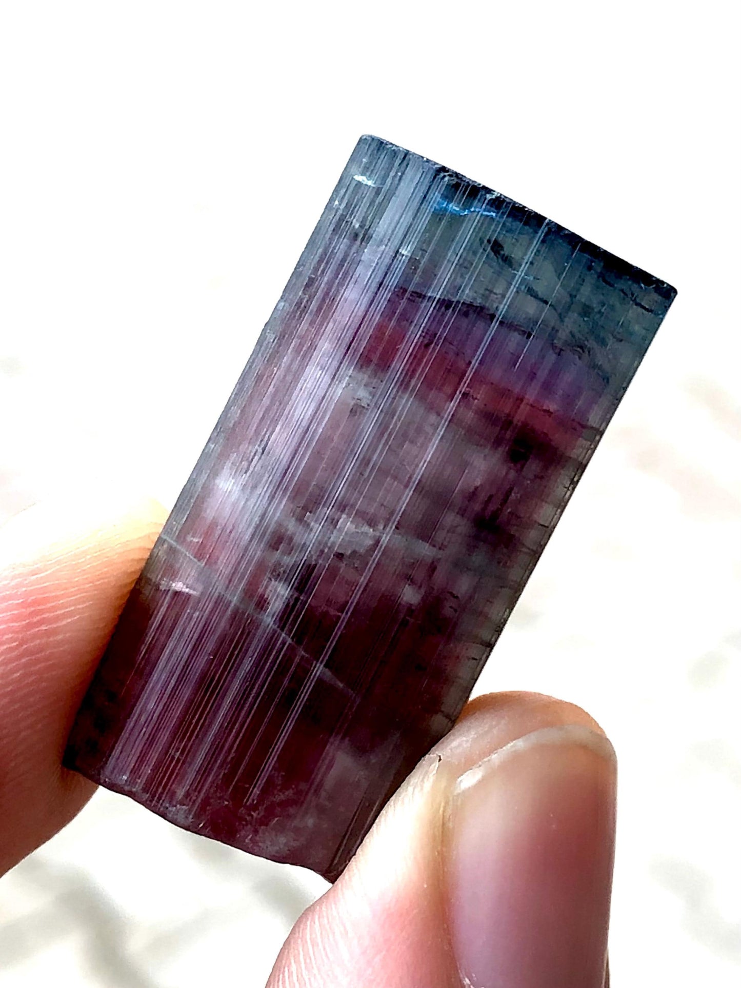 11.47 grams unique bi colour tourmaline crystal