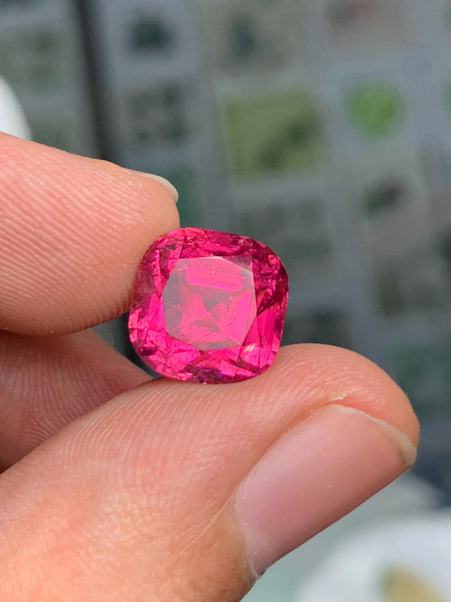 7.40 CTs hot pink tourmaline faceted natural