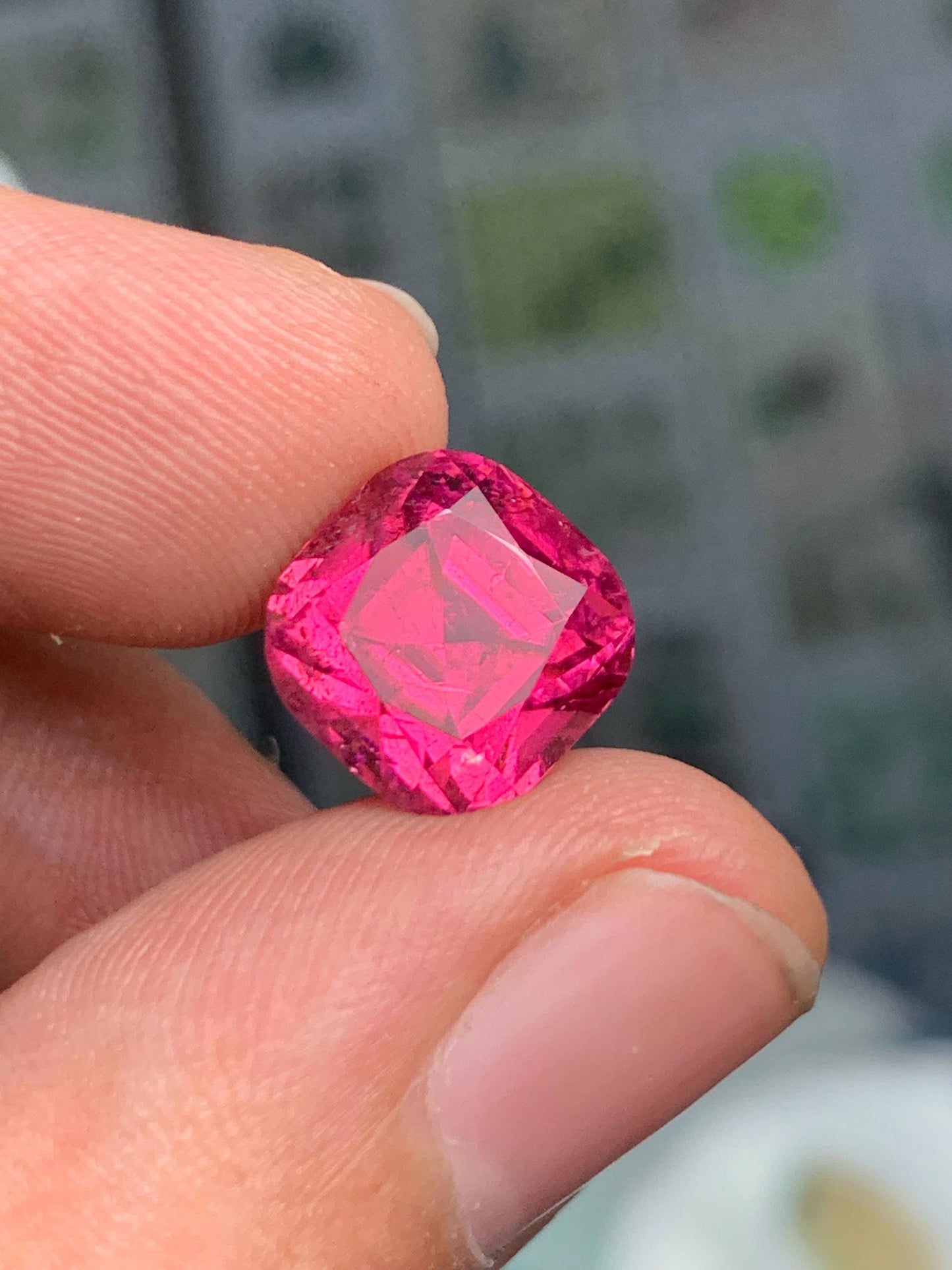 7.40 CTs hot pink tourmaline faceted natural