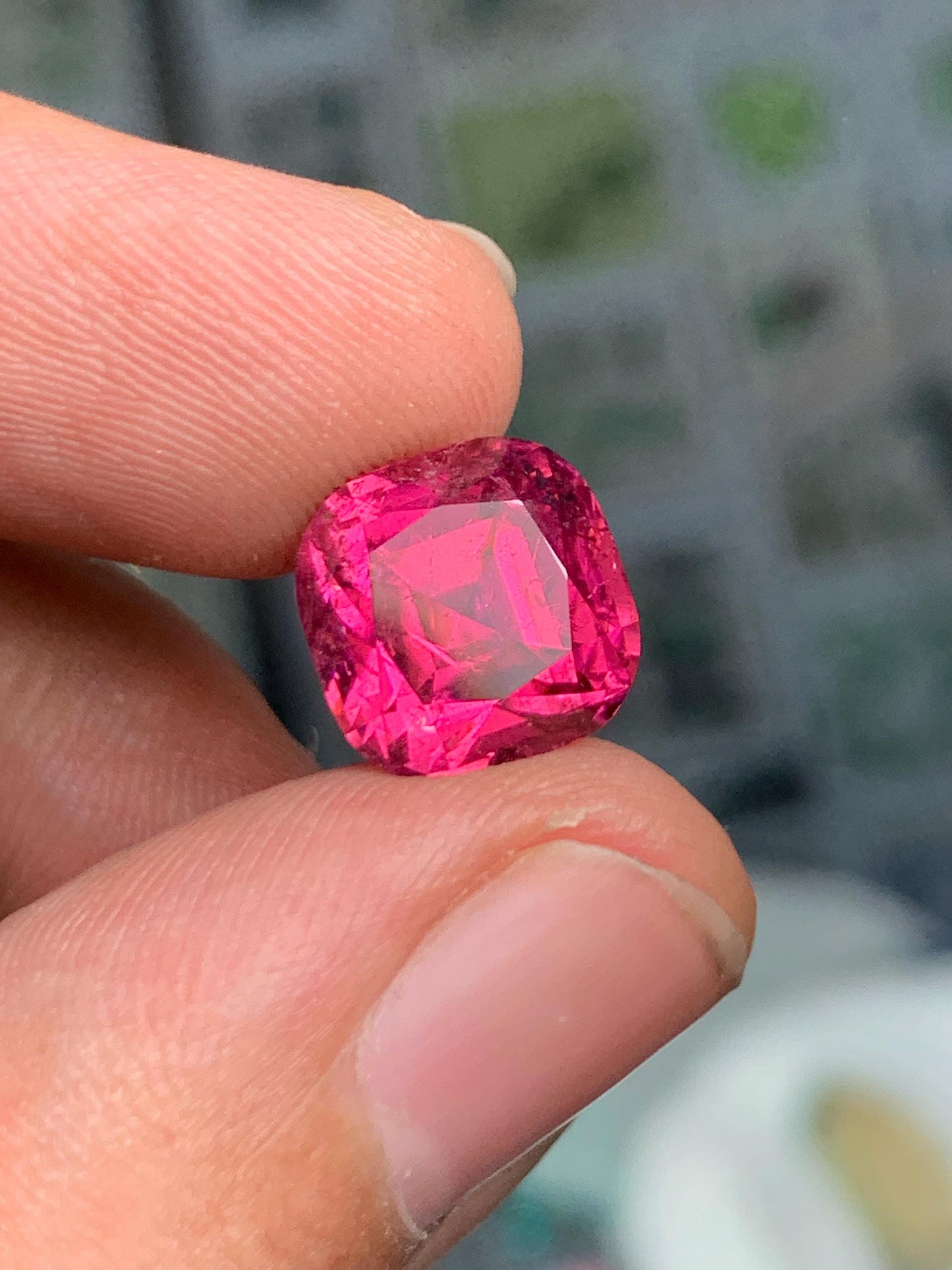 7.40 CTs hot pink tourmaline faceted natural