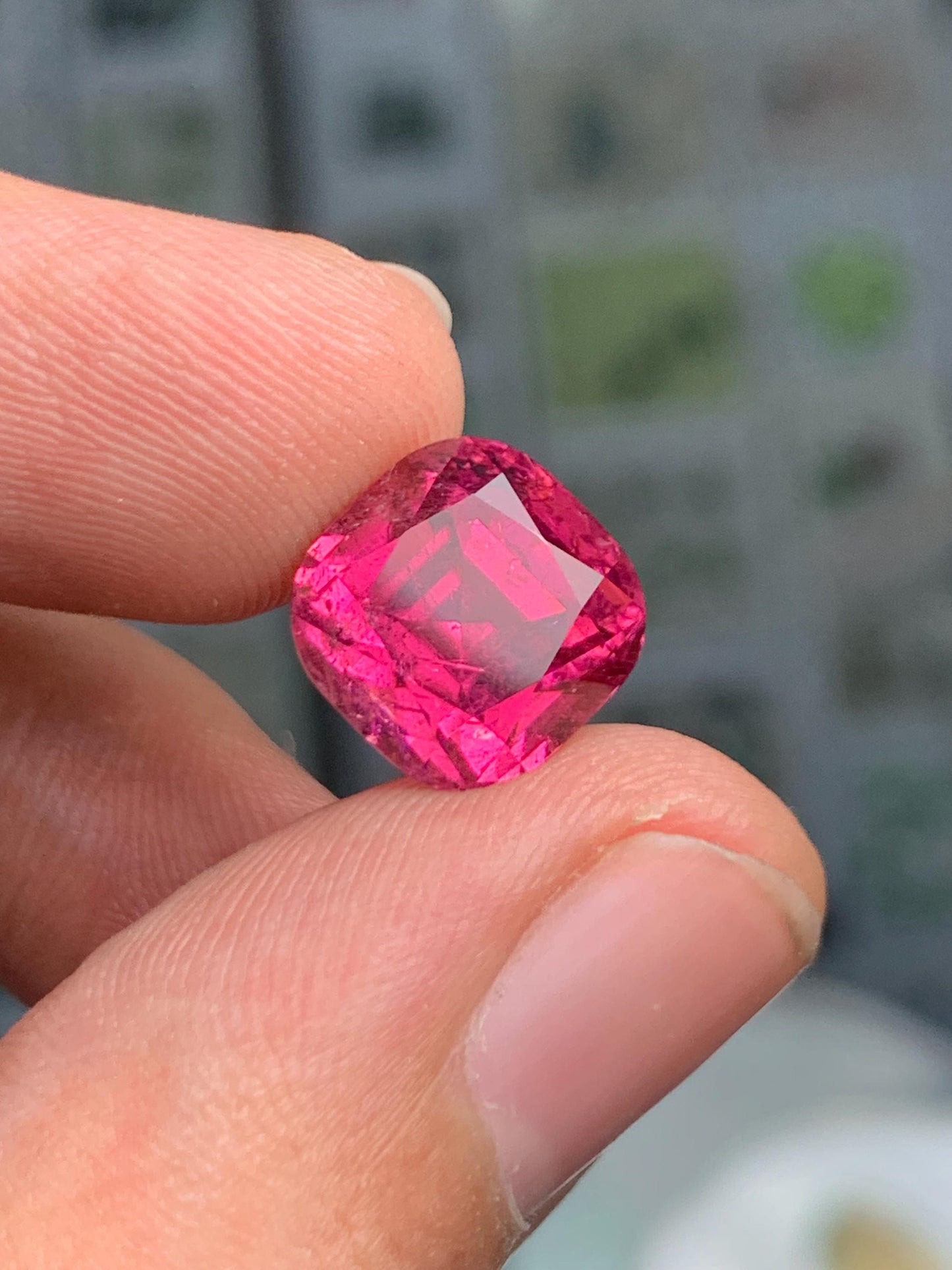 7.40 CTs hot pink tourmaline faceted natural