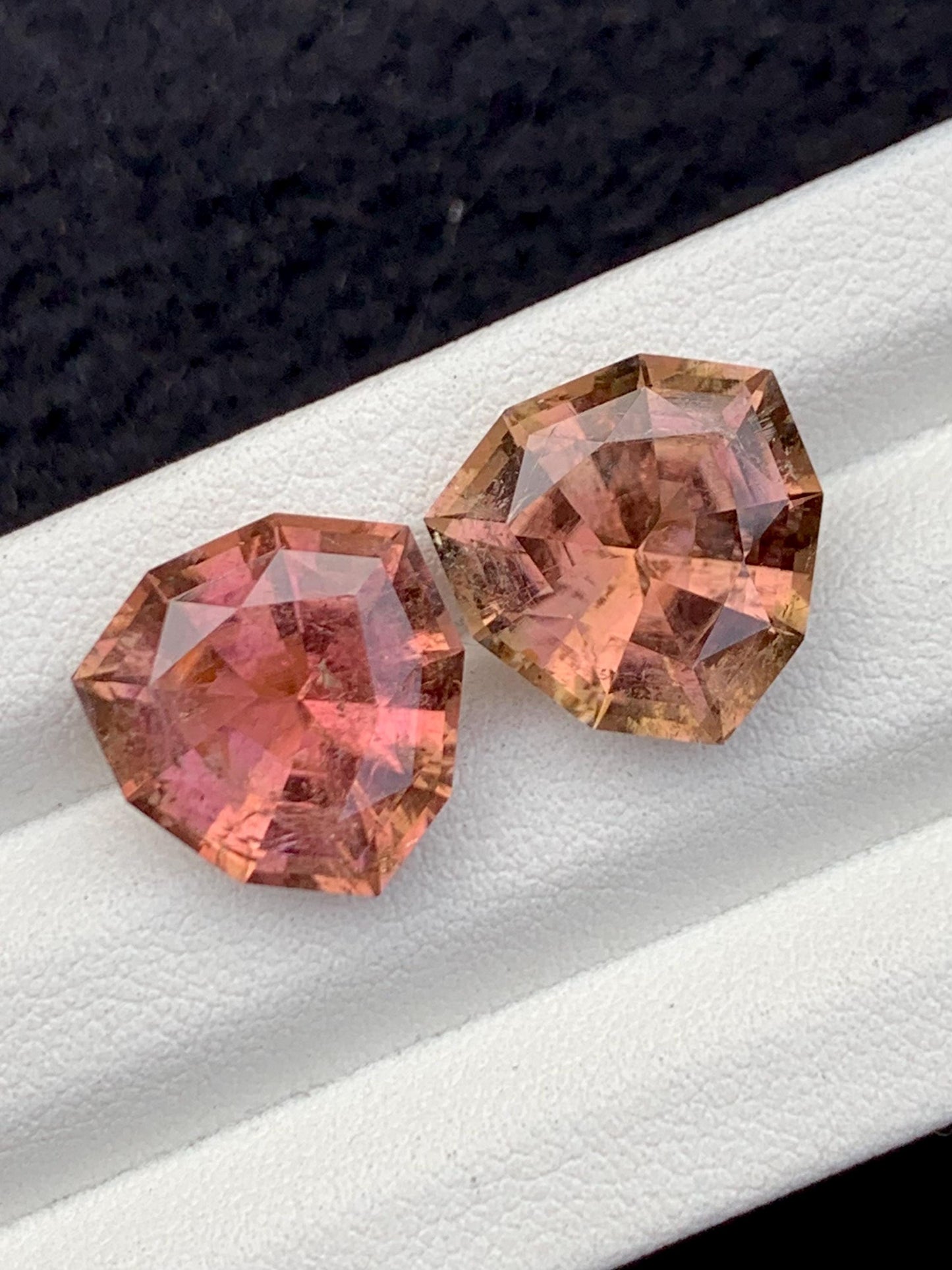 15.55 CTs trillion shape tourmaline pair natural faceted