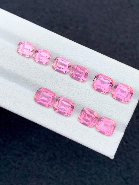 11.20 CTs bright rose pink tourmaline pairs faceted natural