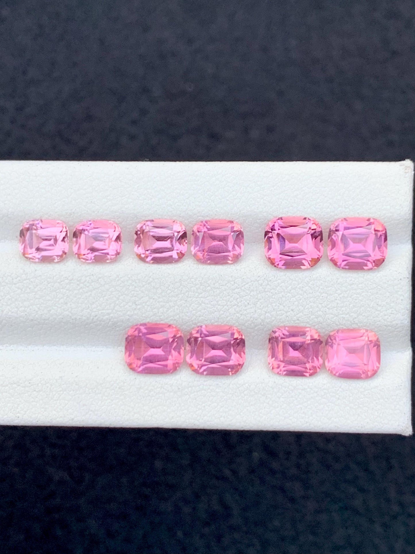 11.20 CTs bright rose pink tourmaline pairs faceted natural