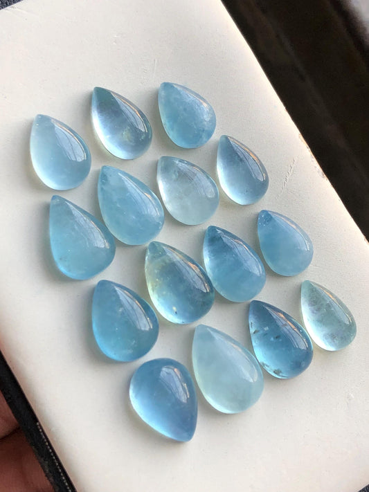 64.40 carats Heated aquamarine cabochons lot