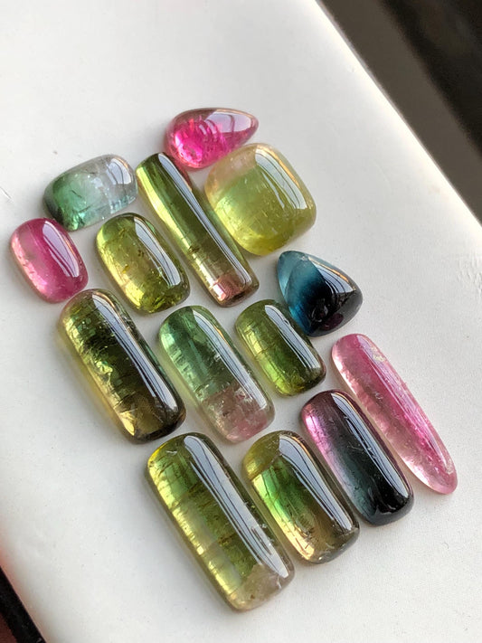 46.80 carats Bi colours tourmaline cabochons lot