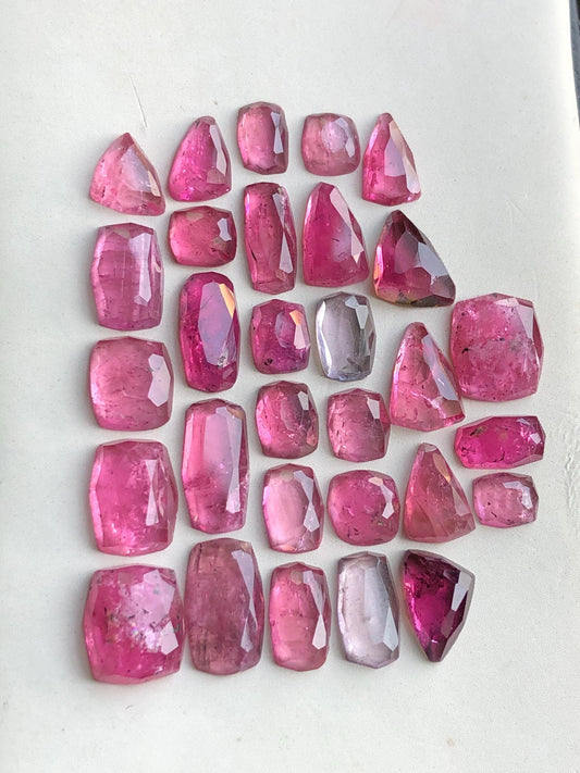 35.80 carats Rubilight tourmaline rose cuts lot natural flat back