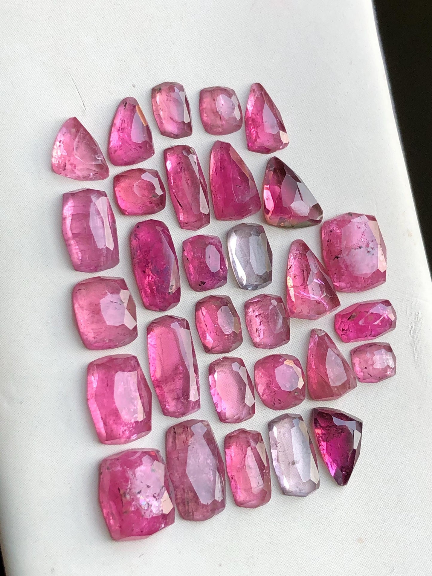 35.80 carats Rubilight tourmaline rose cuts lot natural flat back